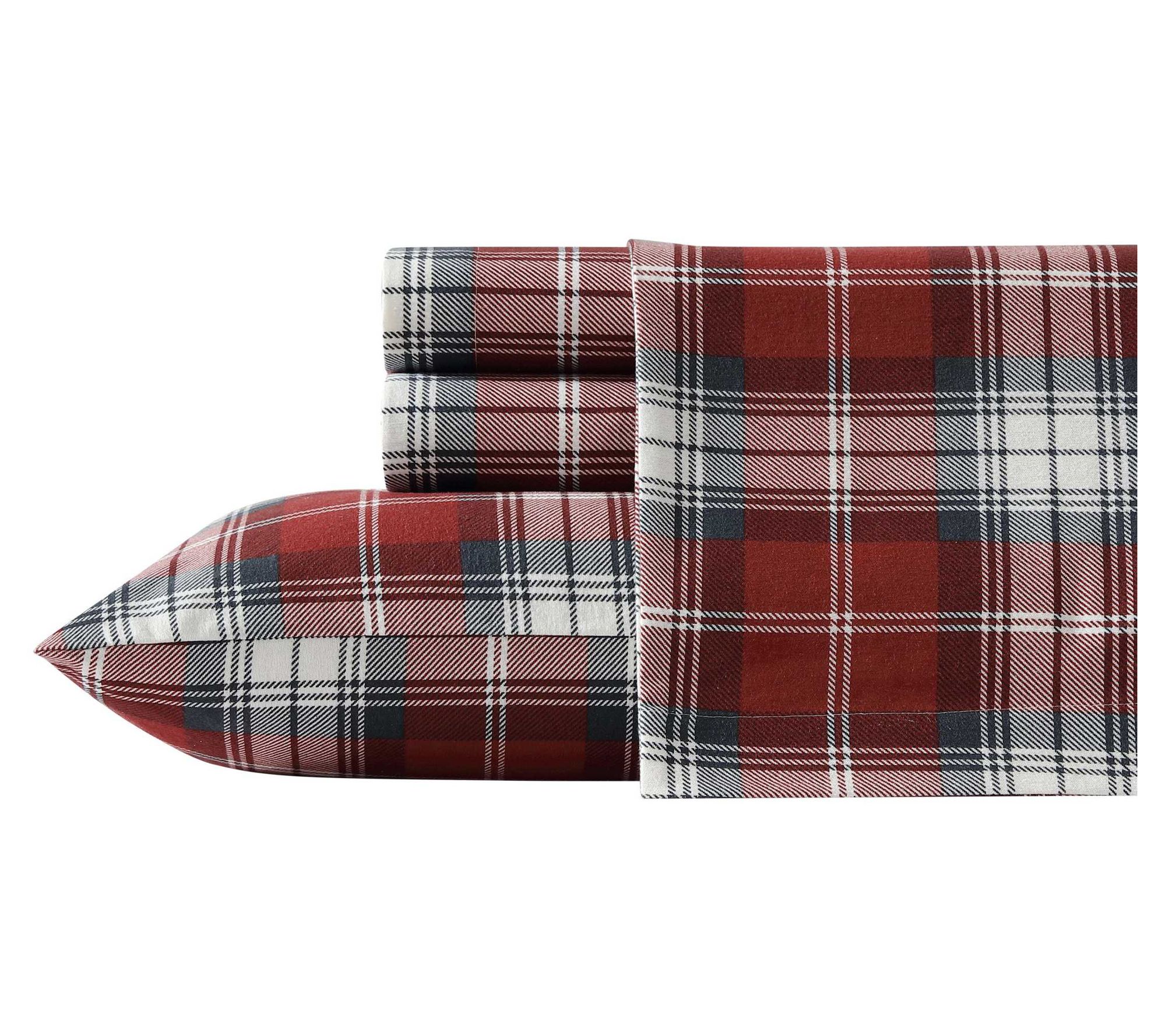 Eddie Bauer Heartland Plaid Red Flannel Queen Sheet Set