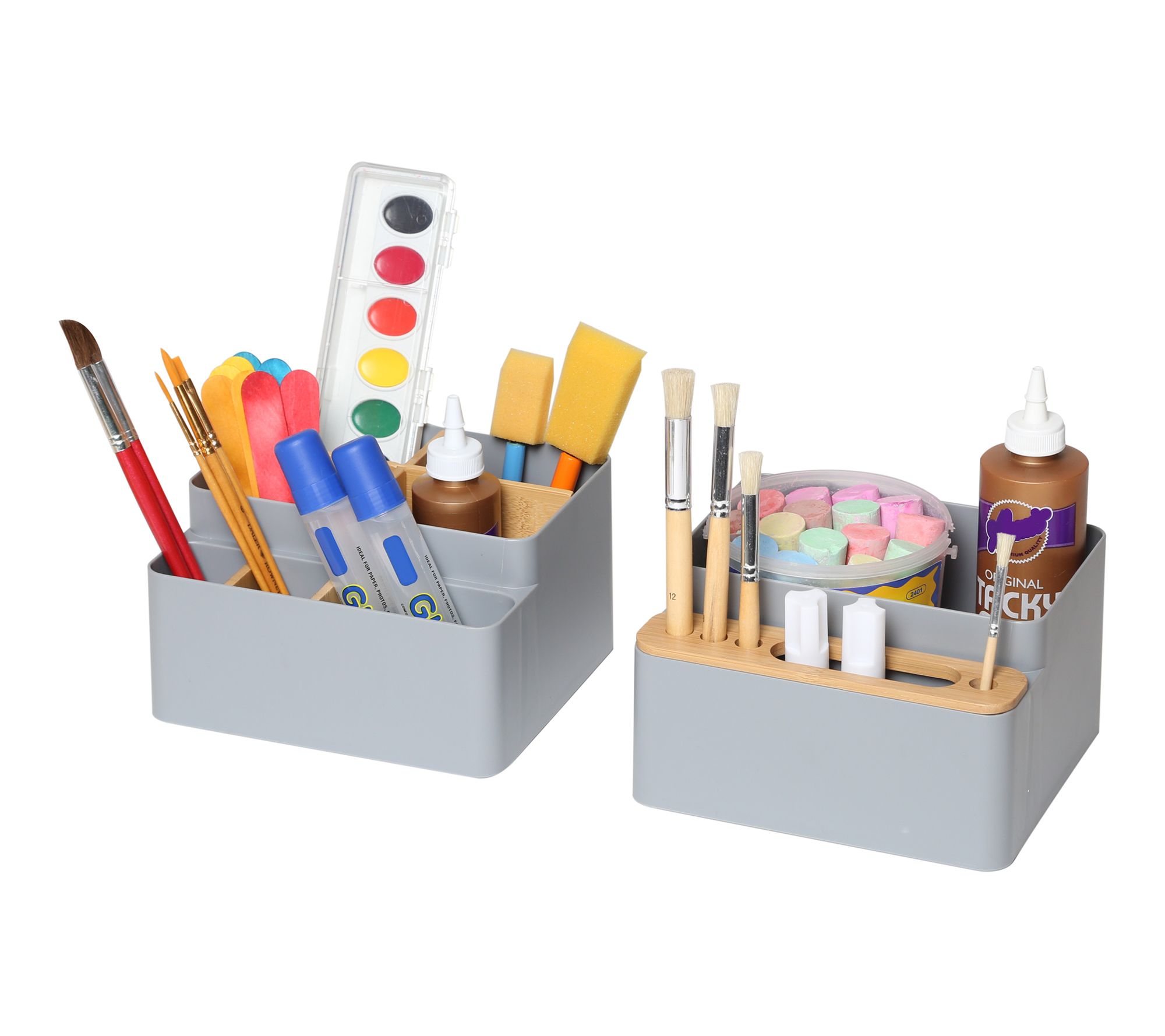 Seville Classic s Bamboo Deskto p Gray Organize r 2 Pack