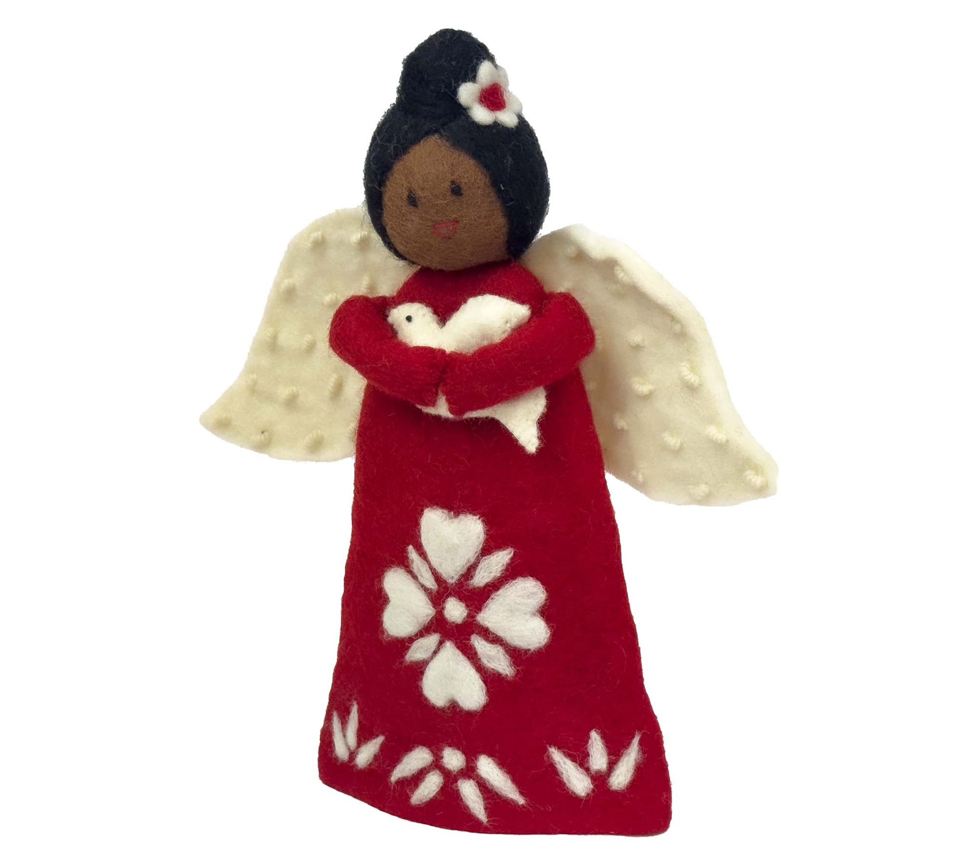 Global Crafts Angel Holding Dove, Tree Topper or Table Decor