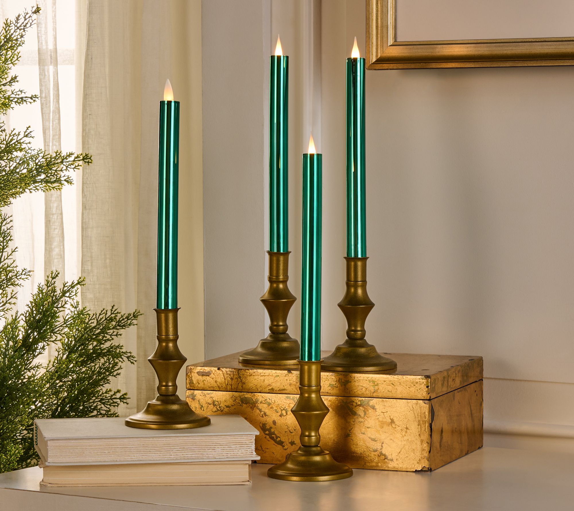 "As Is" Set of 4 10" High Shine Candle Light Tapers by Valerie