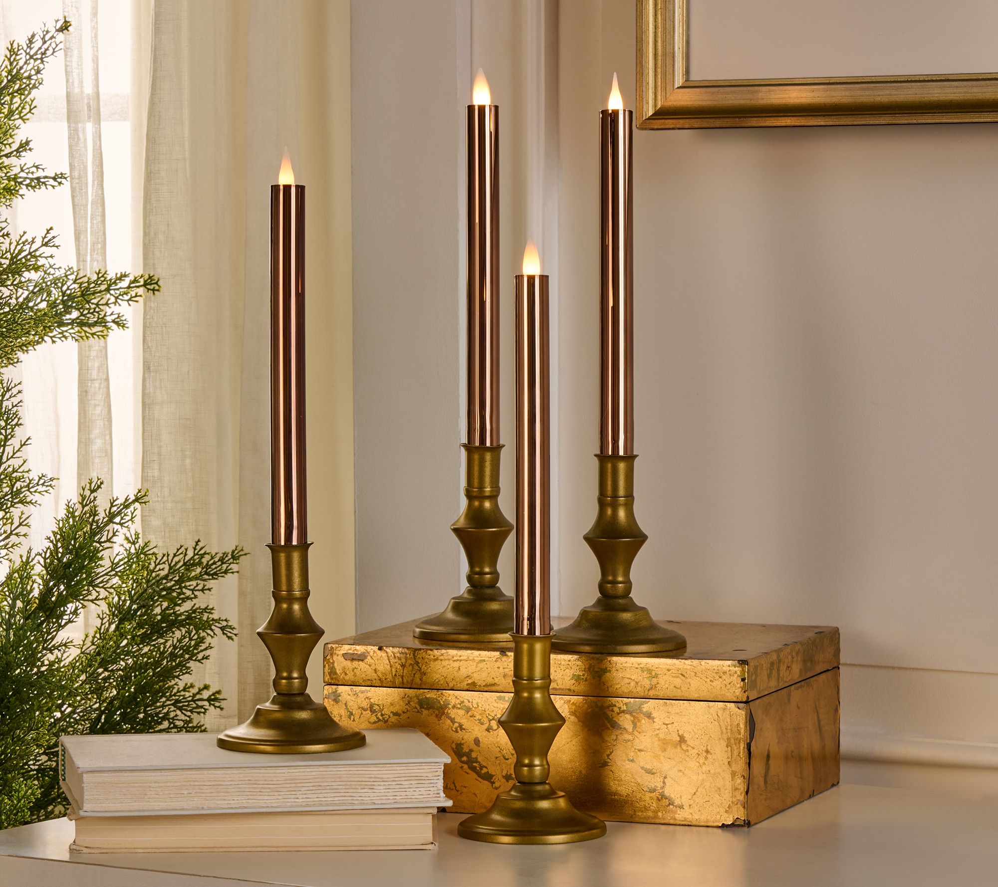 "As Is" Set of 4 10" High Shine Candle Light Tapers by Valerie