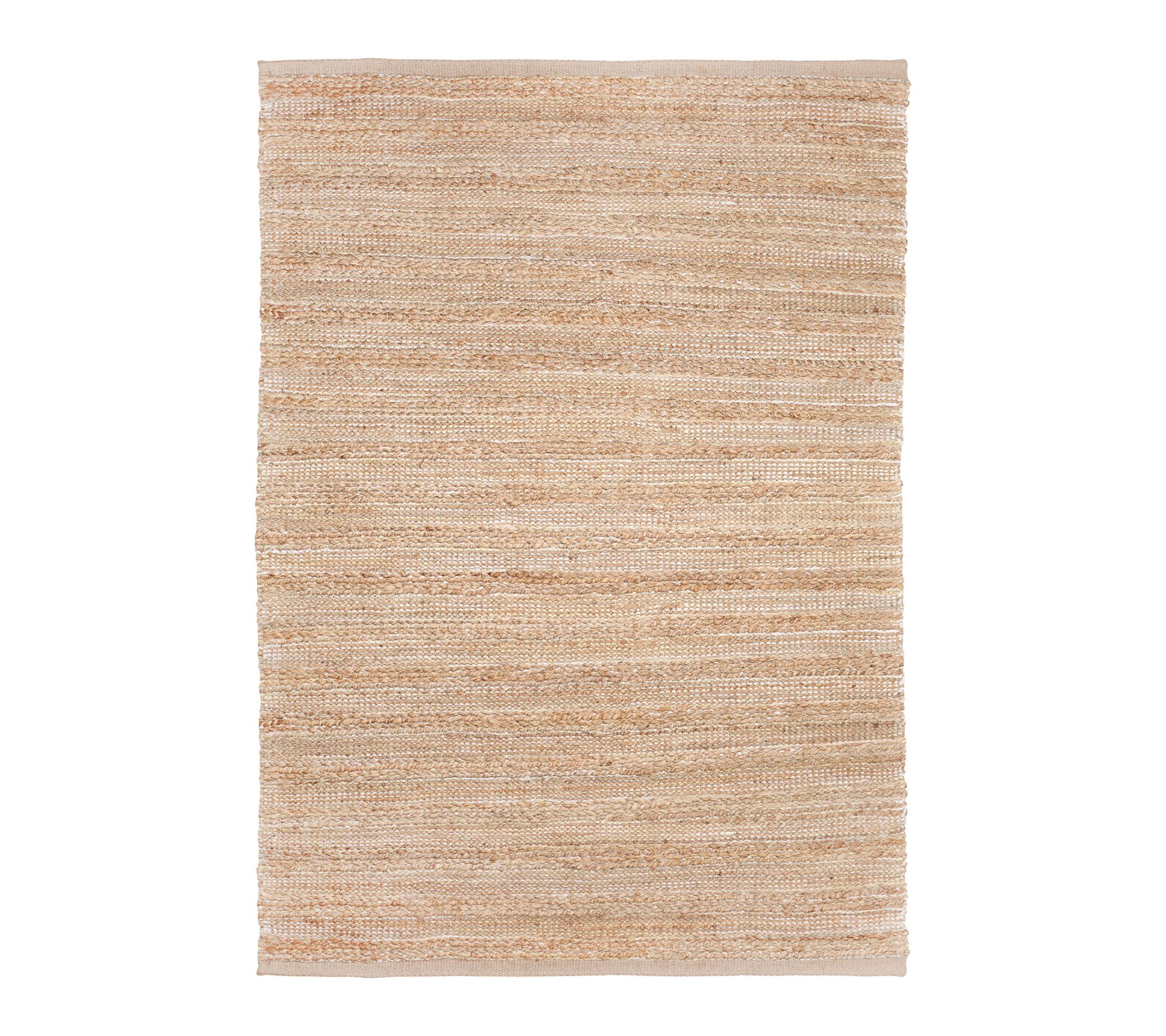 Ox Bay White St riped Jute/Chen ille Indoor Rug , 7'9" x 9'9 "
