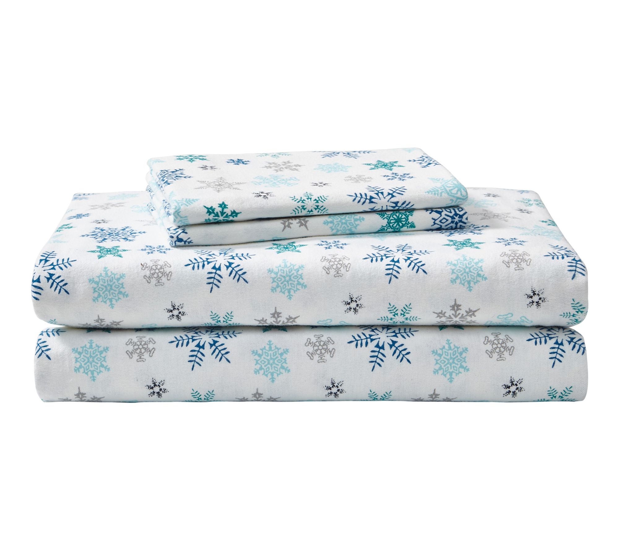 Eddie Bauer Tossed Snowflake Blue Cotton Twin S heet Set