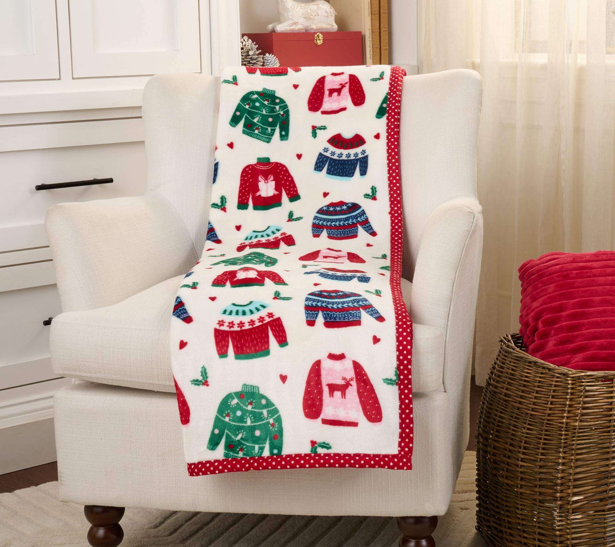 "As Is" Kringle Express Oversized 60x80 Holiday Printed Throw w/ Trim