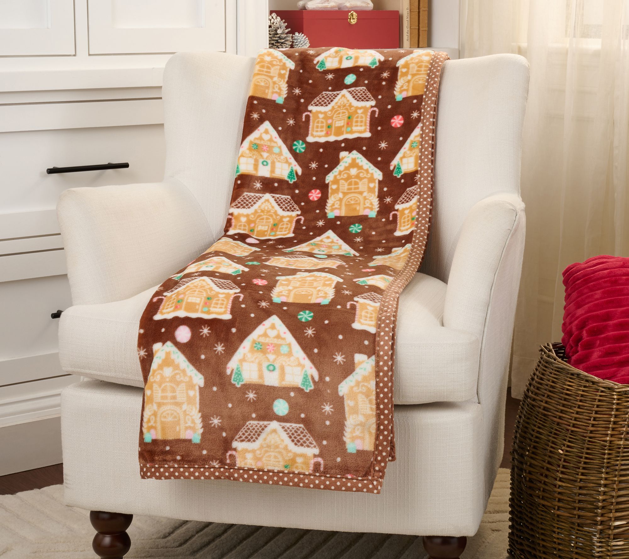 "As Is" Kringle Express Oversized 60x80 Holiday Printed Throw w/ Trim