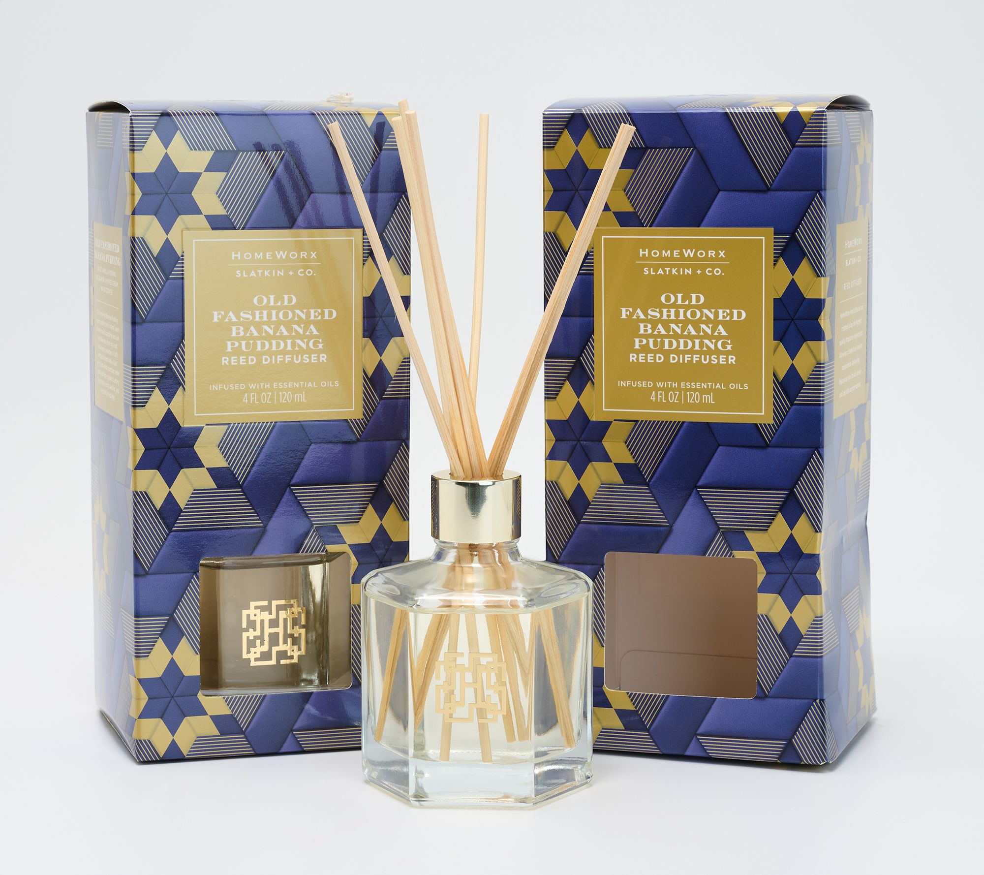 HomeWorx by Slatkin + Co. S/2 Old Fashion Banana Pudding Reed Diffusers