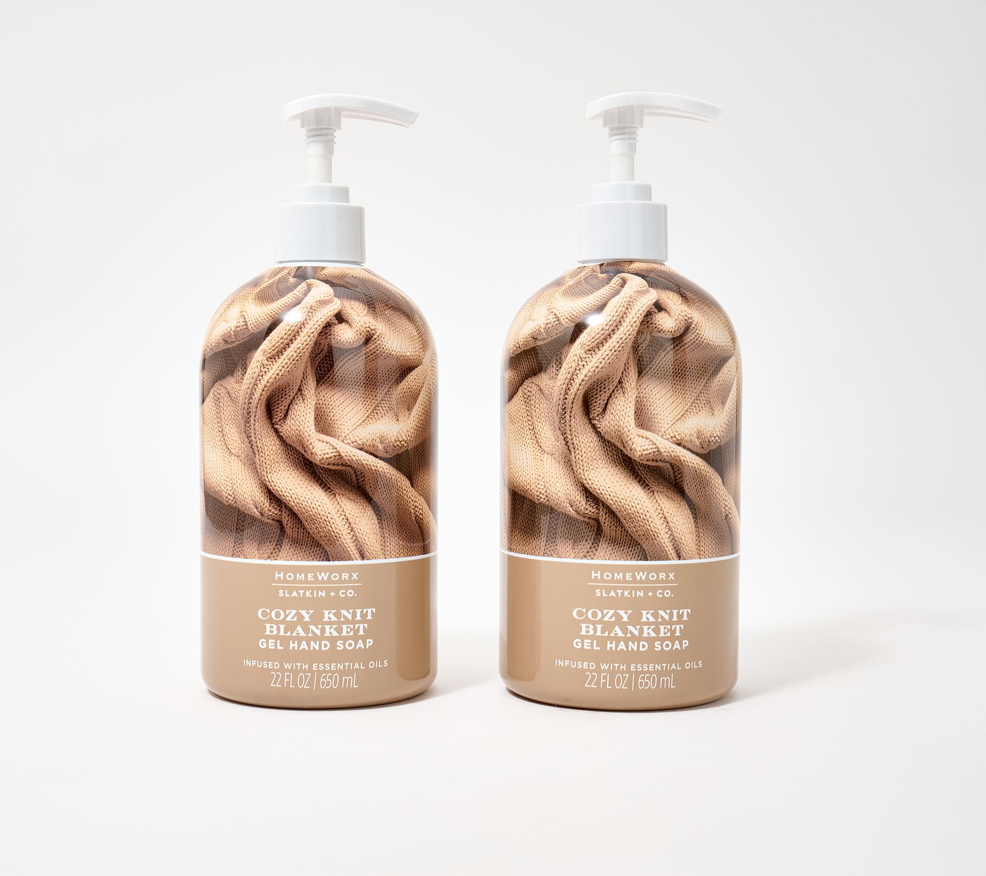 HomeWorx by Slatkin + Co. S/2 22oz Cozy Knit Blanket Gel Hand Soaps