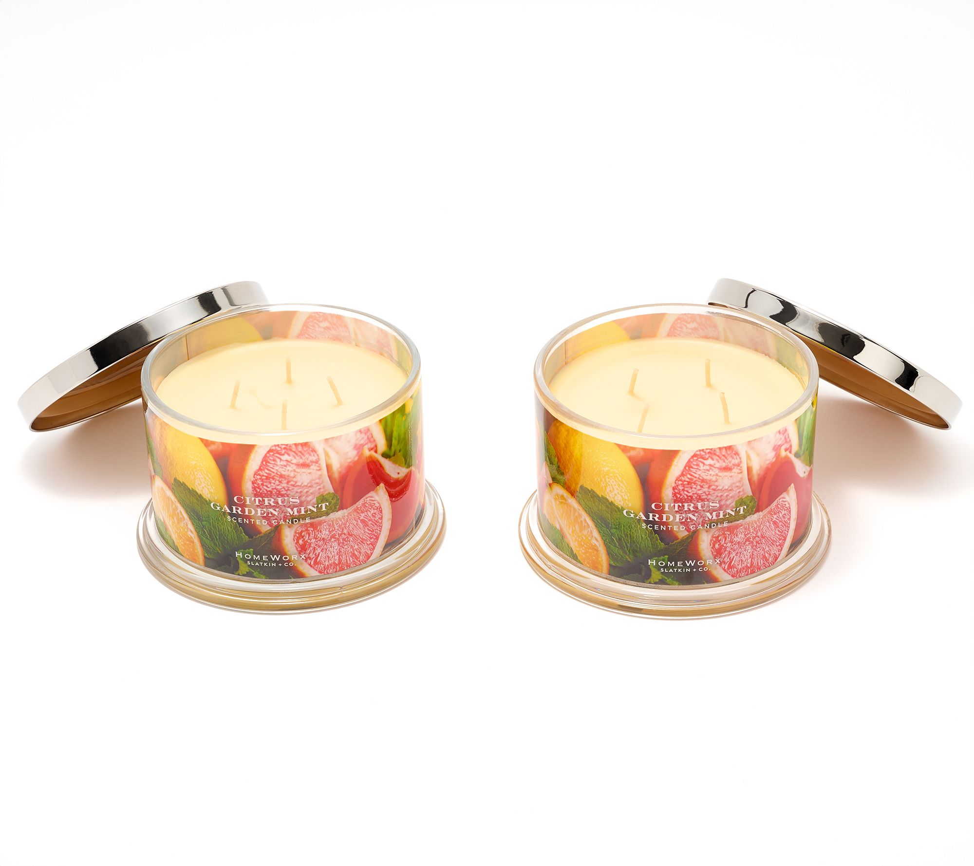 HomeWorx by Slatkin + Co. S/2 18oz Citrus Garden Mint Candles