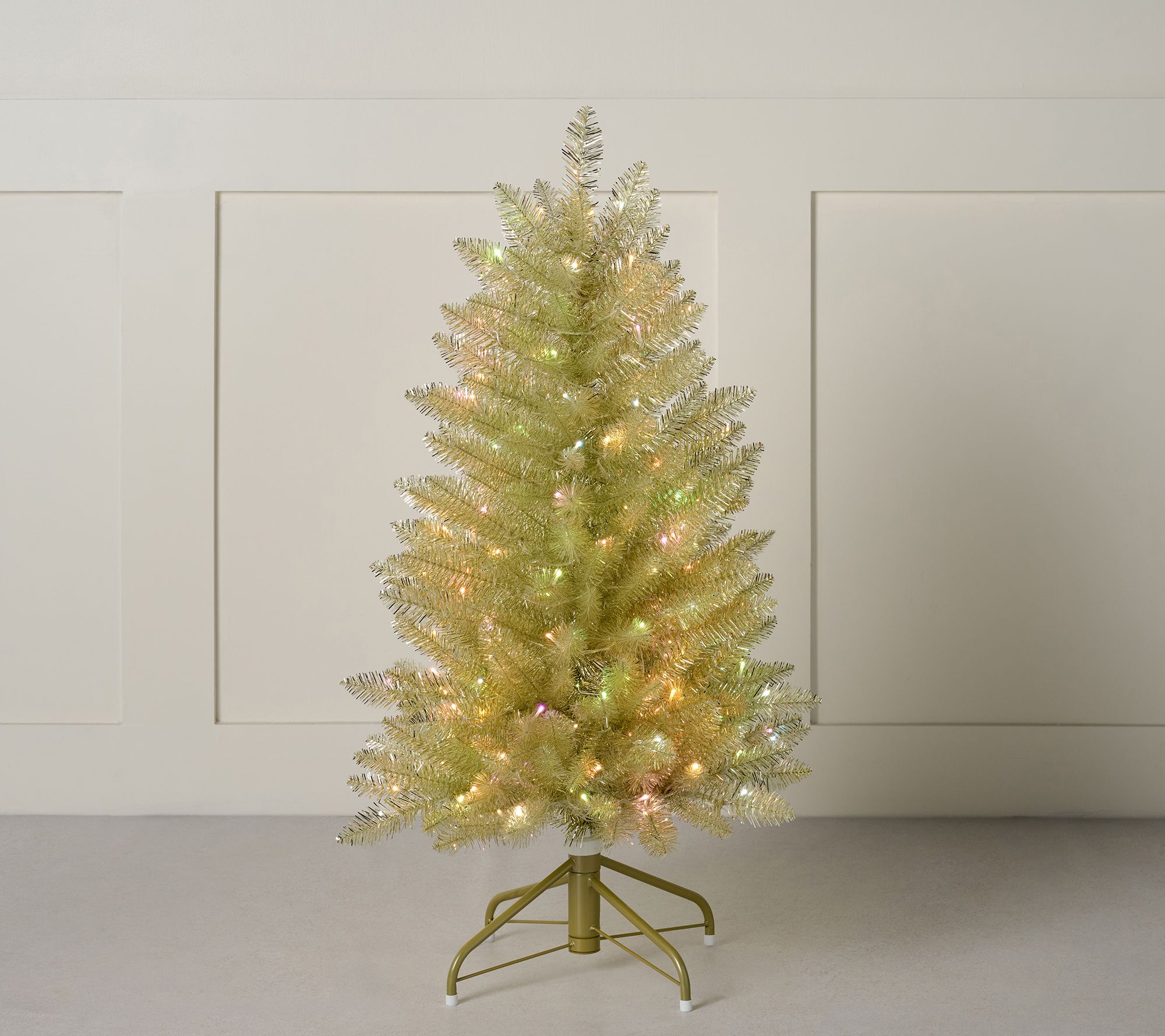 その他 Golden Christmas selfish volume 03.5 3.5' Illuminated Tinsel Tree w/ Color Flip LEDs by Kim Gravel