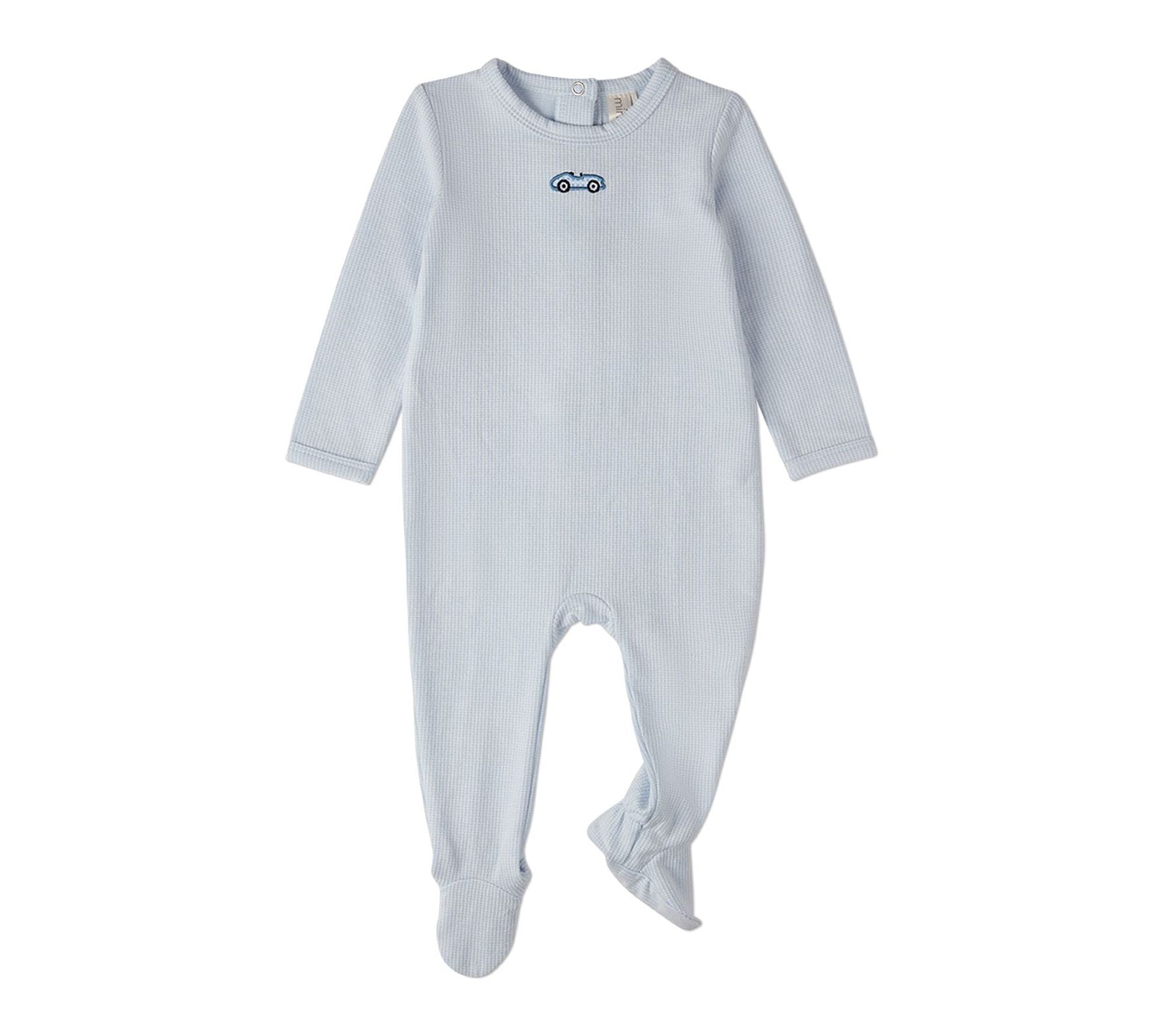 MiniMoi Baby Boys Footie Vintage Embroidered Race Car