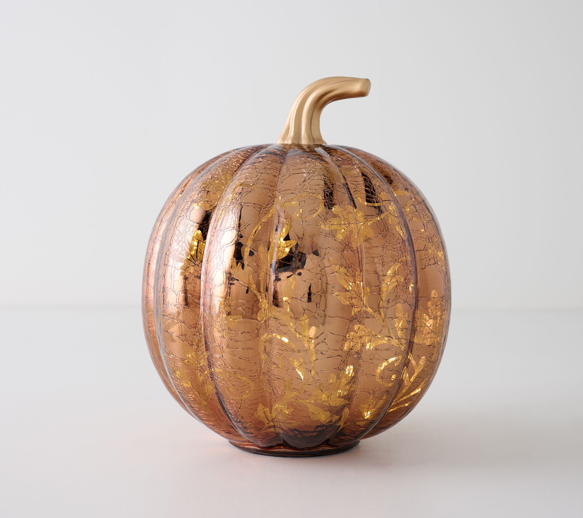 9" Illuminated Glass Pumpkin with Hidden Scene by Kim Gravel