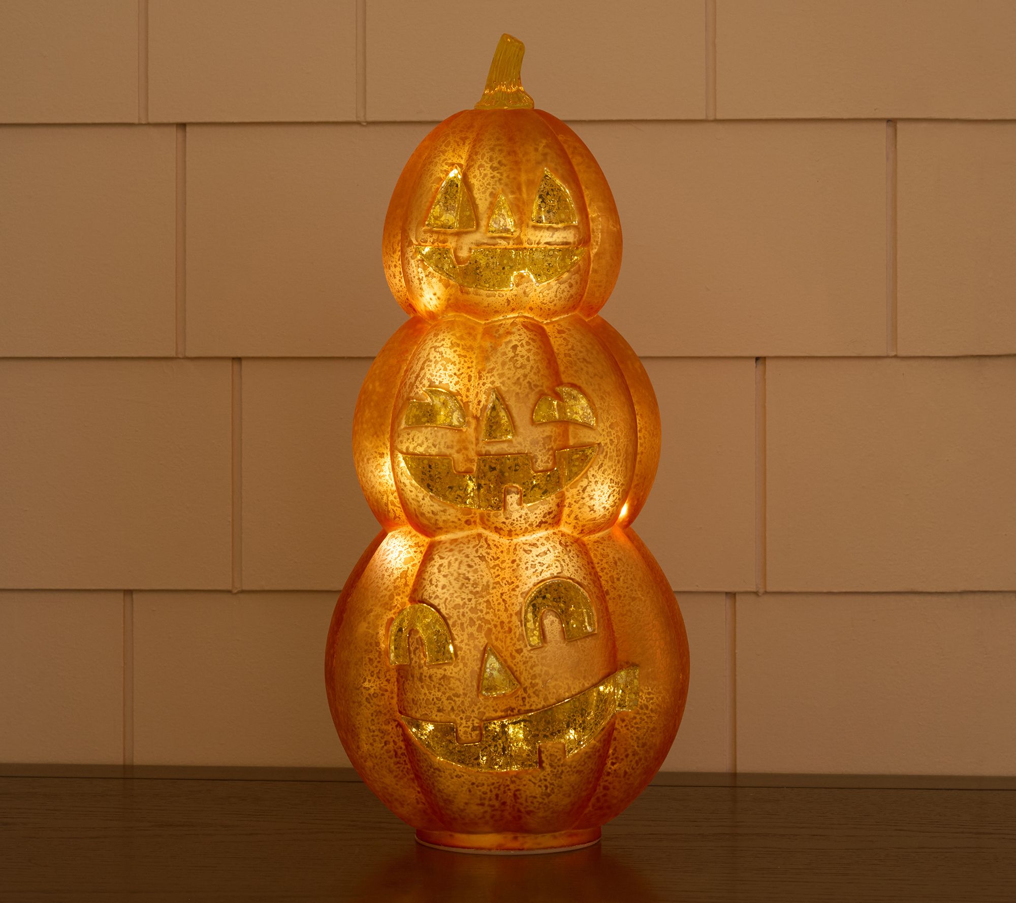 15.5" Illuminated Mercury Glass Jack-O-Lanterns by Valerie