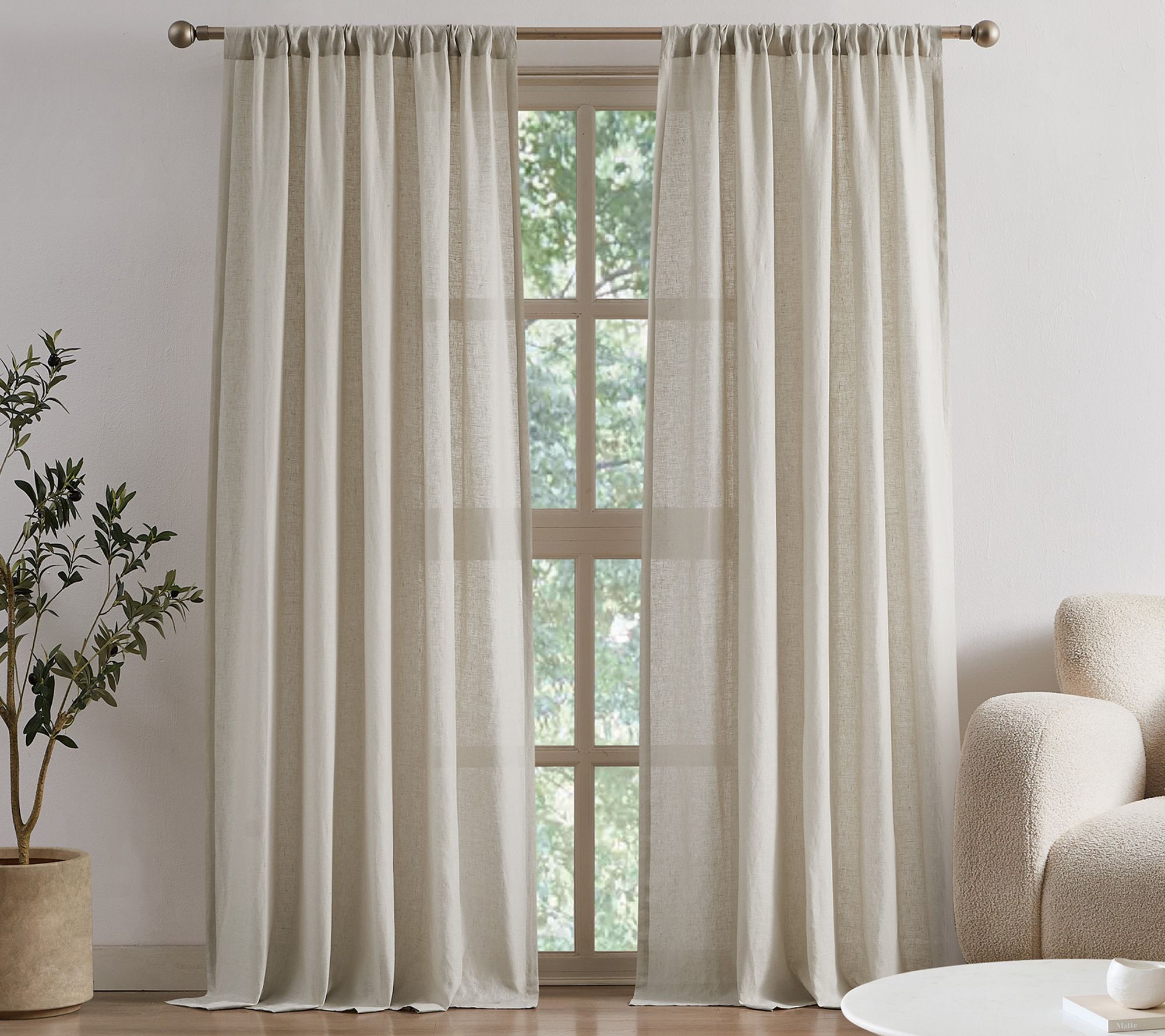 Brooklyn Loom Flax Linen 50x96 Window Curtain