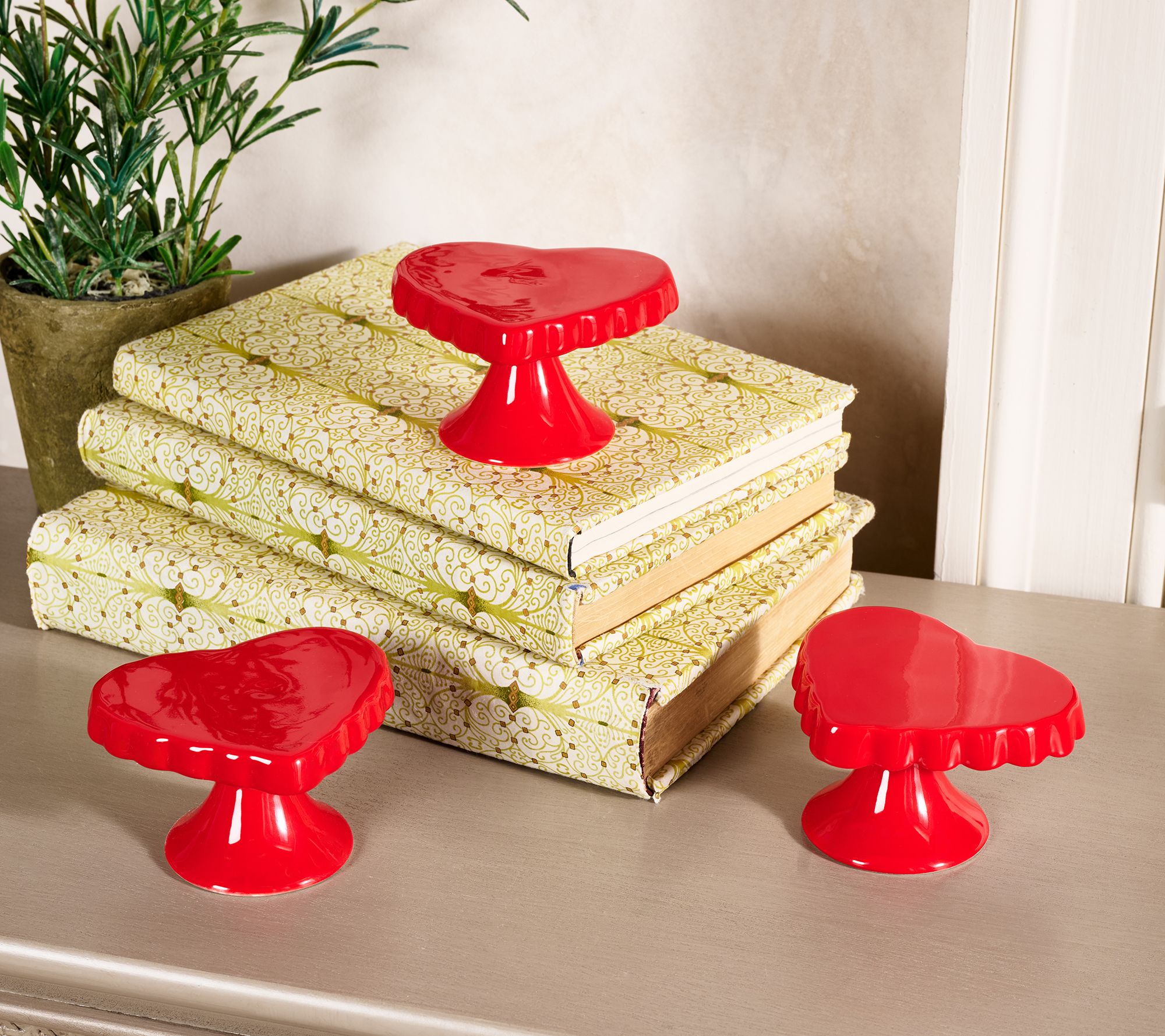 "As Is" Set of 3 Heart Shaped Ceramic Lifts by Valerie