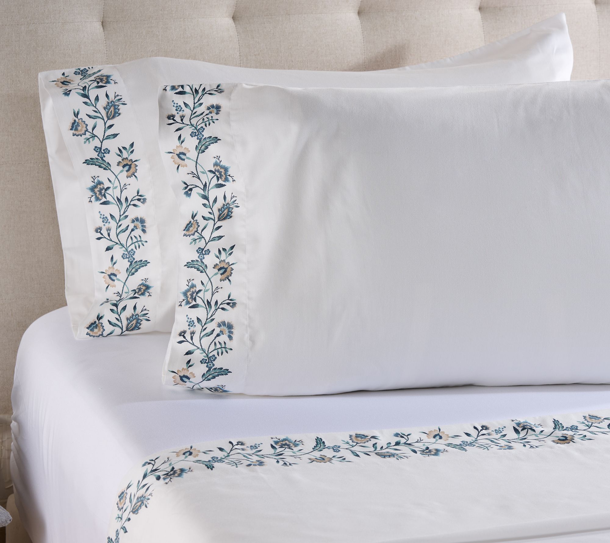 "As Is" Waverly 4-Piece 300TC Cotton Sateen Sheet Set- Queen