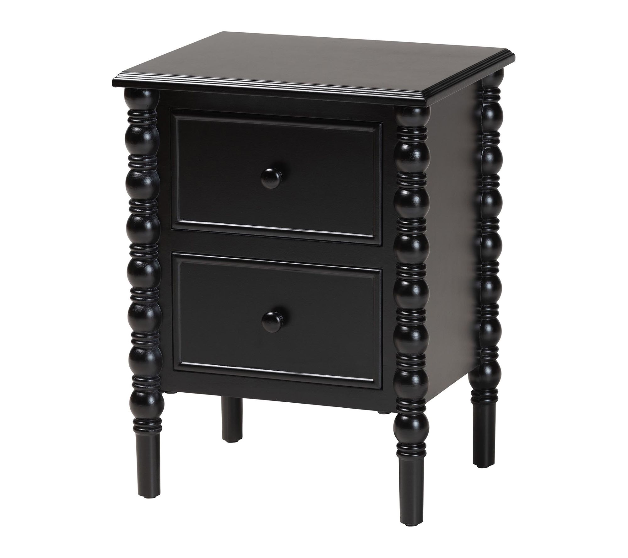 Baxton Studio Malinda Wood 2-Drawer Spindle Legs End Table