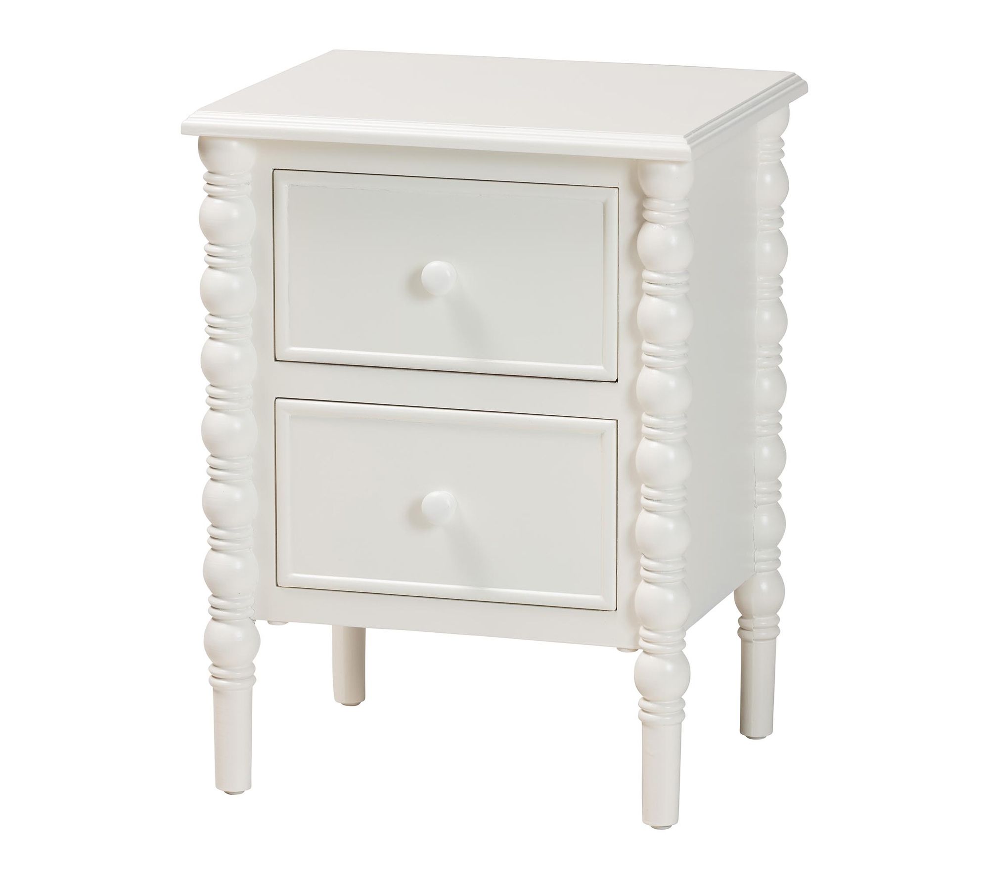 Baxton Studio Malinda Wood 2-Drawer Spindle Legs End Table