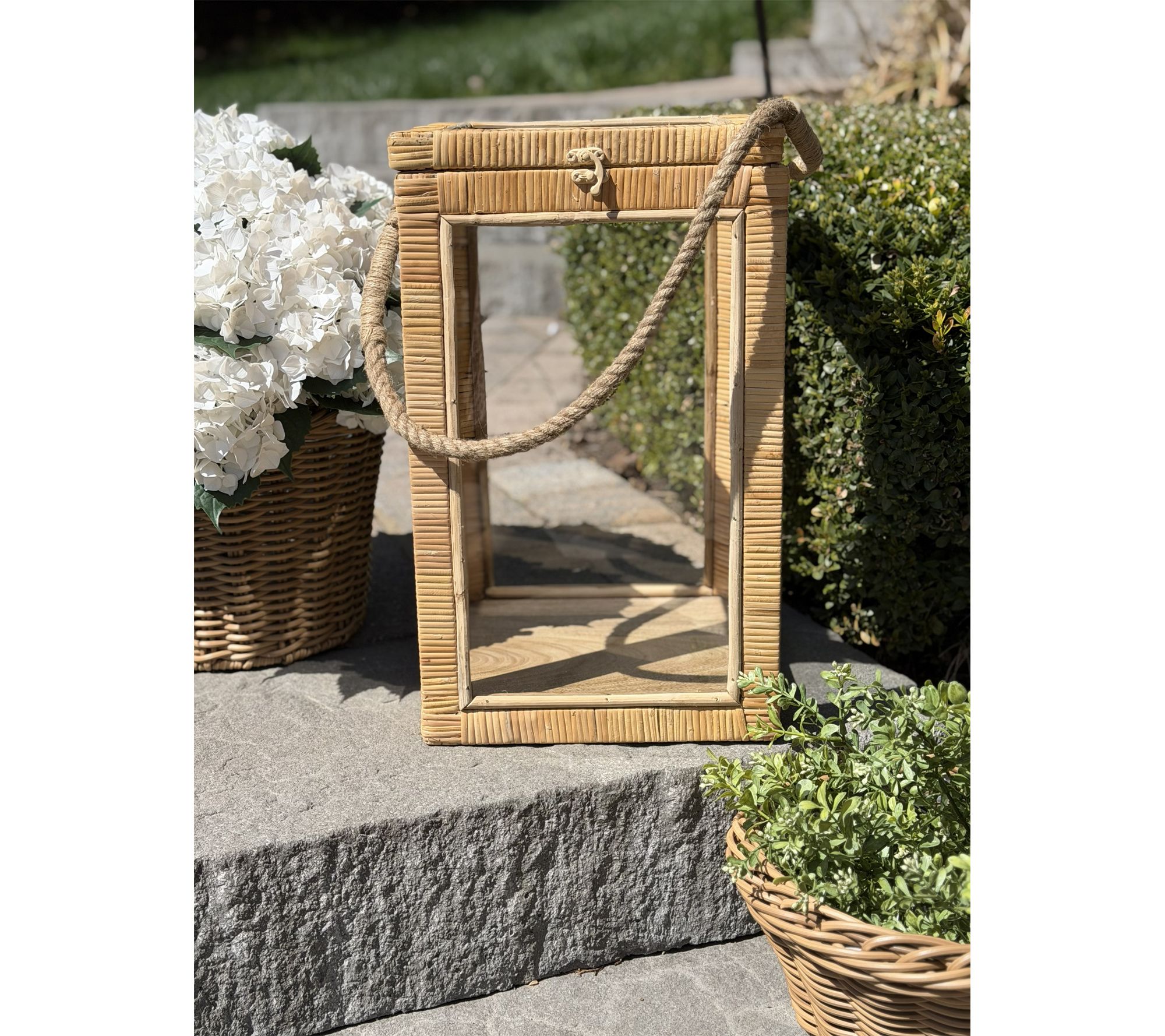 "As Is" Simply Stunning 18" Rattan Box Lantern by Janine Graff