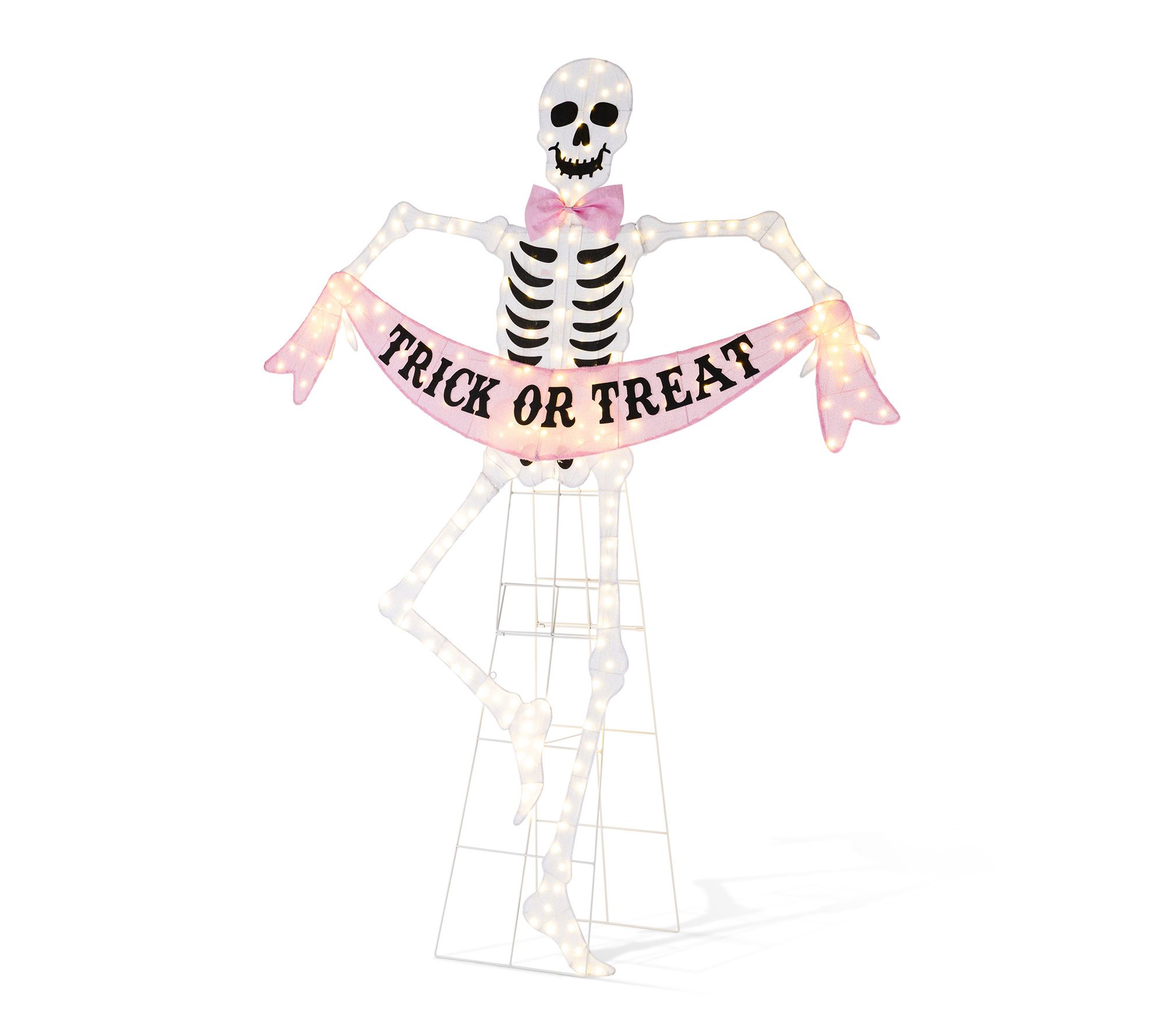 Glitzhome Lighted Halloween 2D Pink Skeleton Outdoor Decor