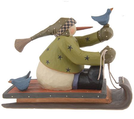 Williraye Snowman Gone Sledding Figurine - QVC.com