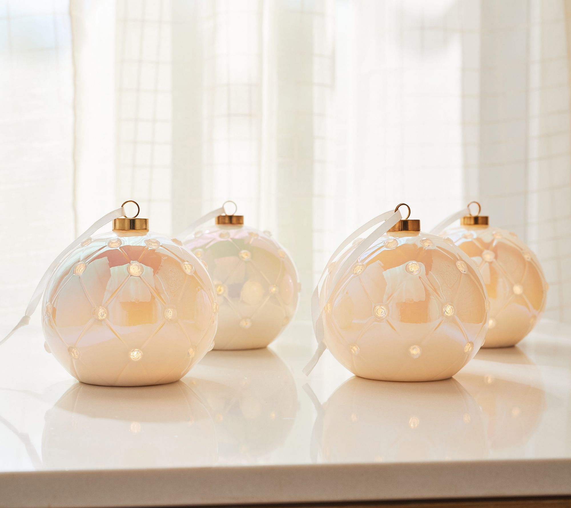 Lightscapes Set of 4 Iridescent Porcelain Ornaments with Gift Boxes 