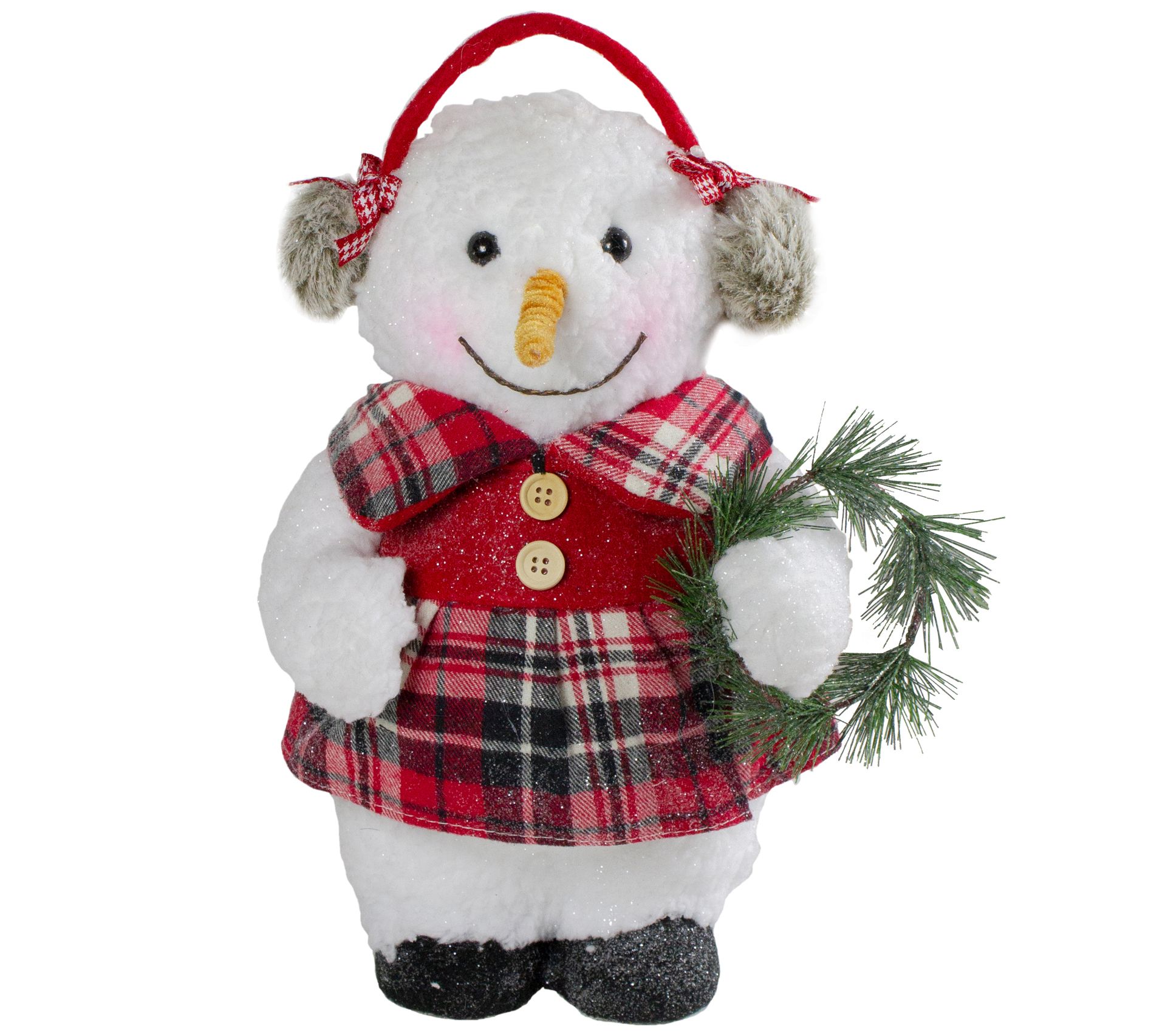 Northlight 12" Plush Girl Snowman with Ear Muffs Figure