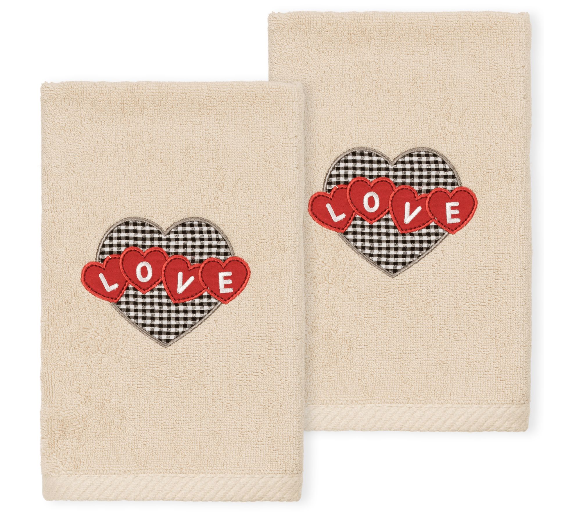 Linum Home Textiles Love Hearts - Embroidered 2Pc Hand Towels