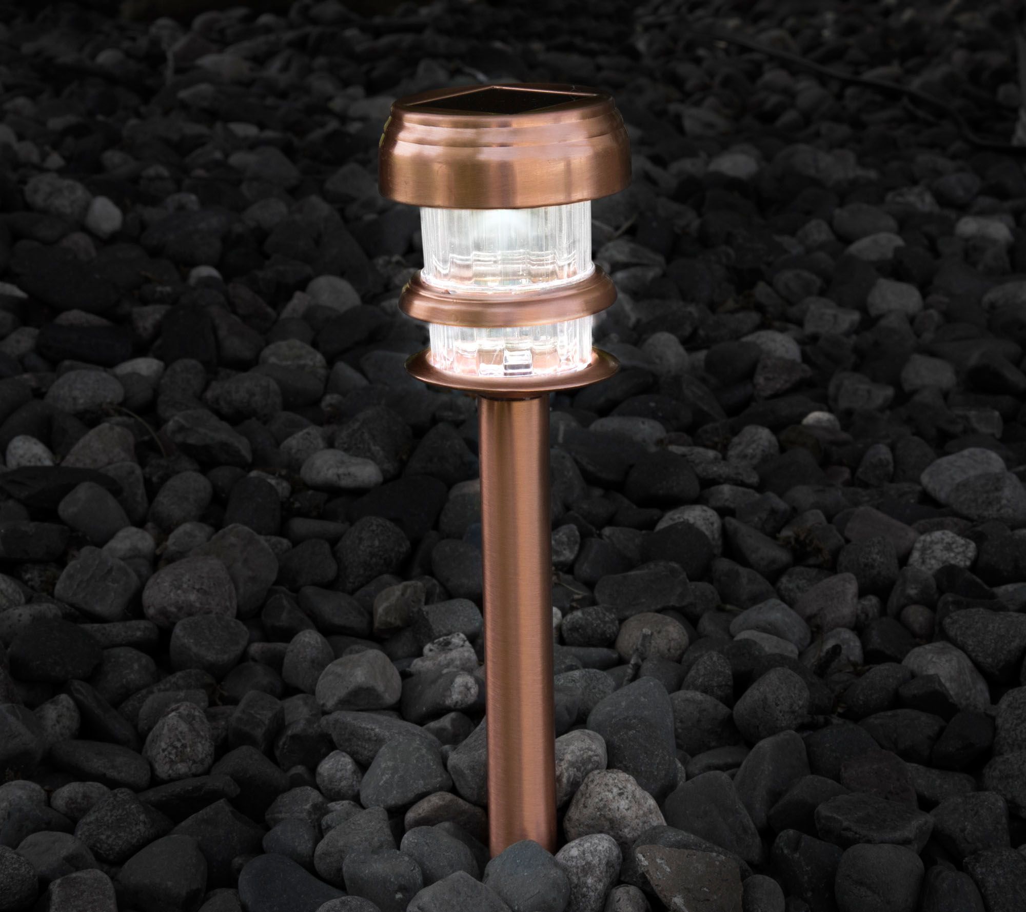 Pure Garden Copper Solar Powered LED Path Lights Set of 4