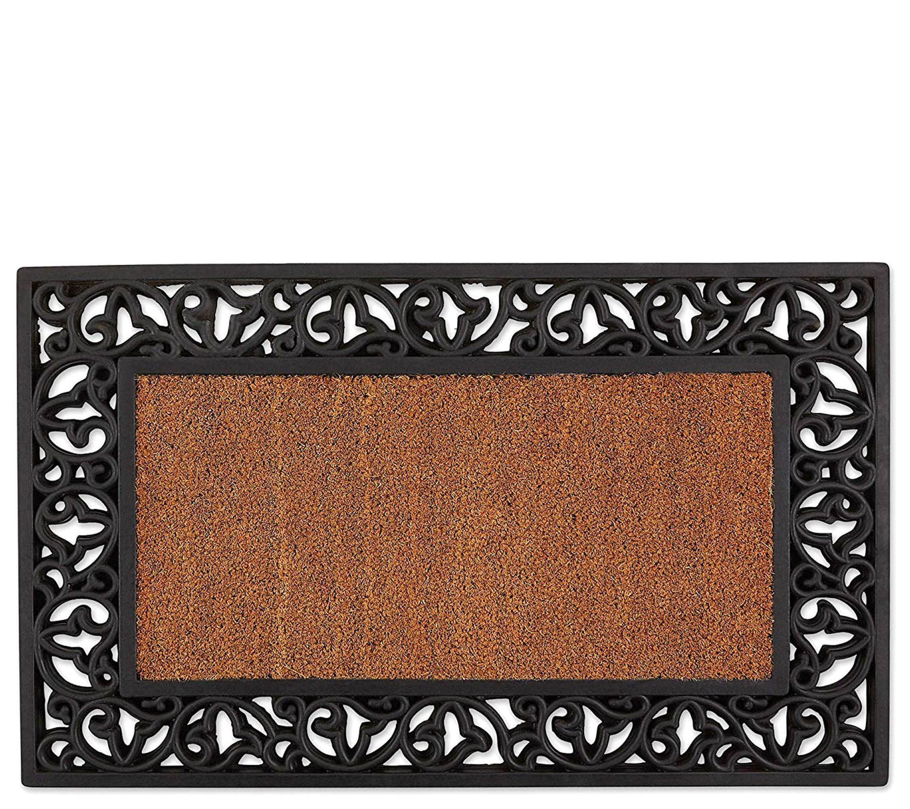 Tuffridge Leaves Coir Doormat With Rubber Border Qvc Com