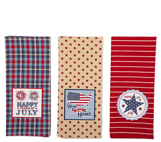 Design Imports 4th of July Embroidered KitchenTowel Set of 3