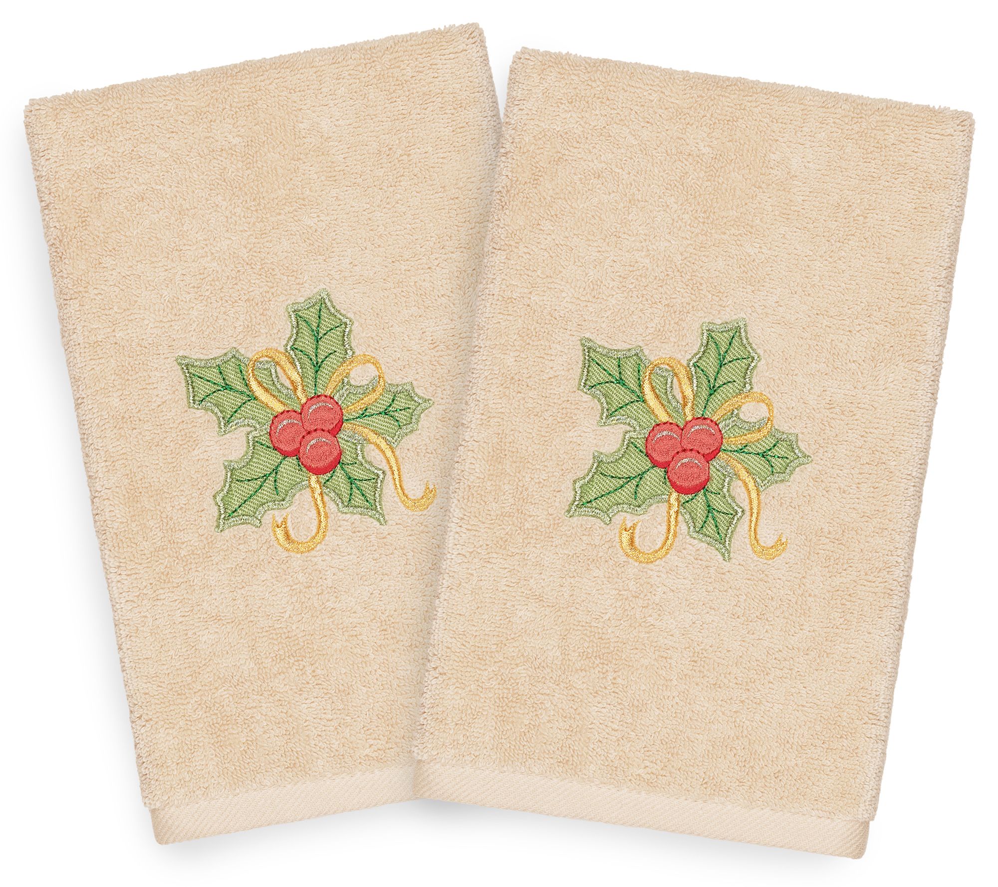 Linum Home Textiles Christmas Holly Bunch 2-Piece Hand Towels