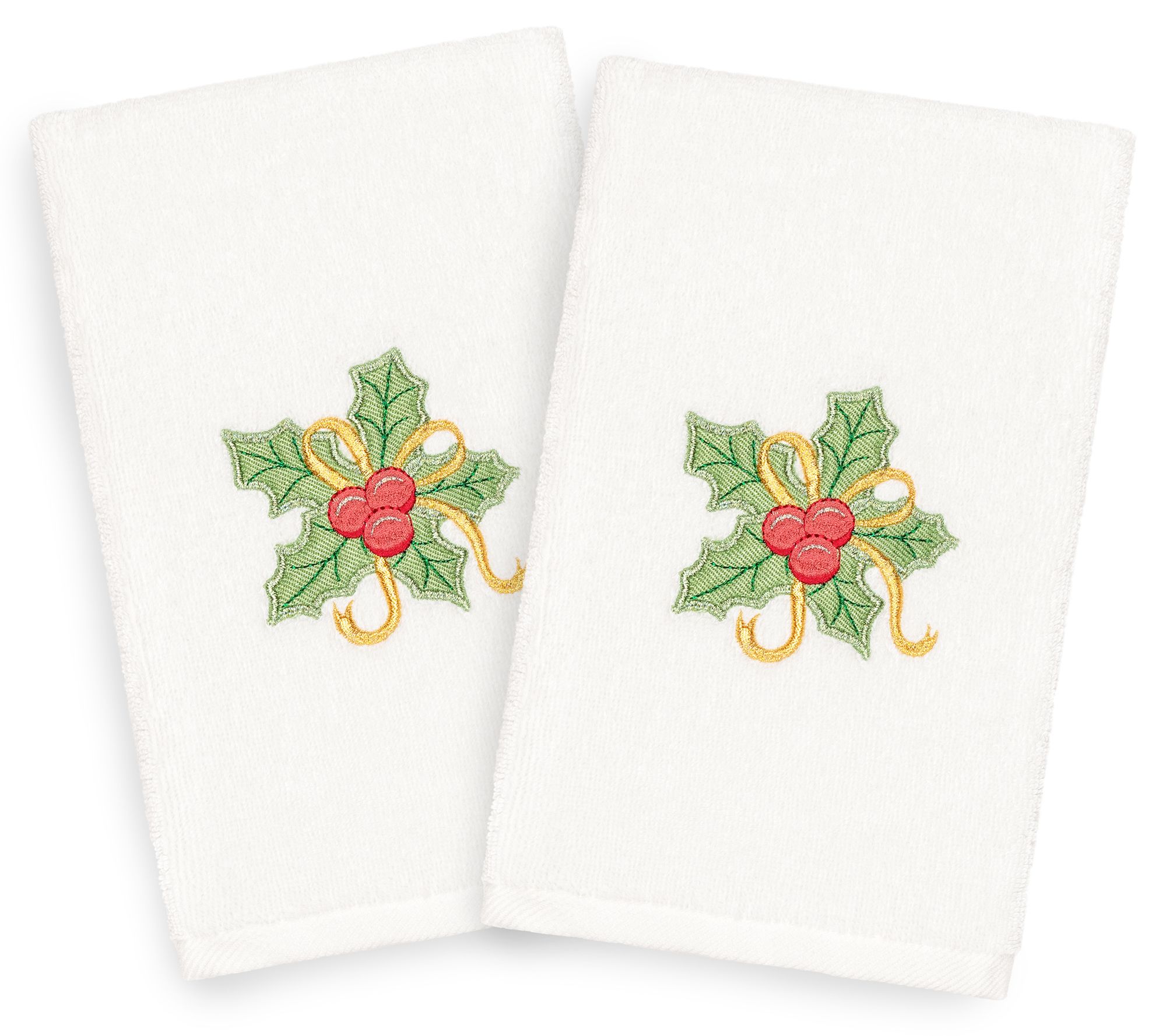 Linum Home Textiles Christmas Holly Bunch 2-Piece Hand Towels