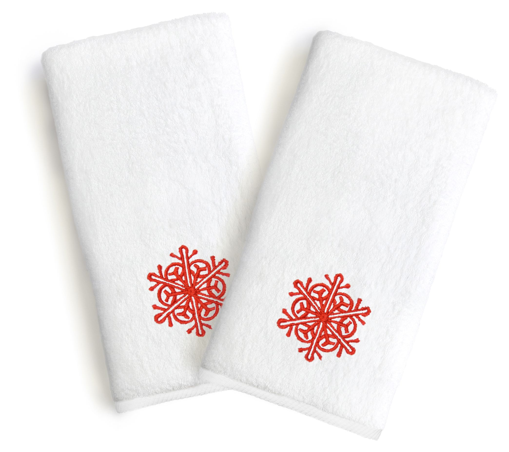 Linum Home Embroidered Luxury Hand Towels - Snowflake S/2