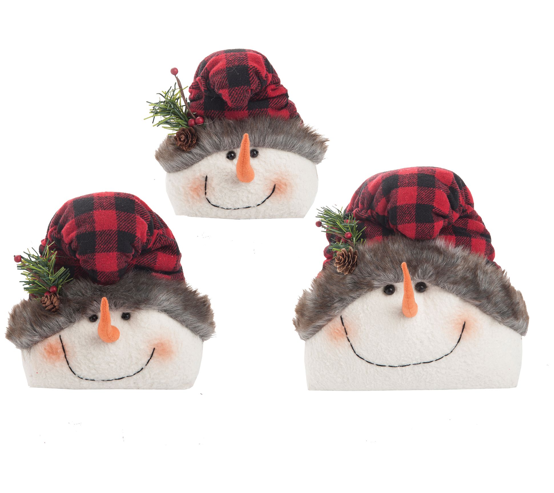 C&F Home Buffalo Check Snowmen Figurine Set of 3