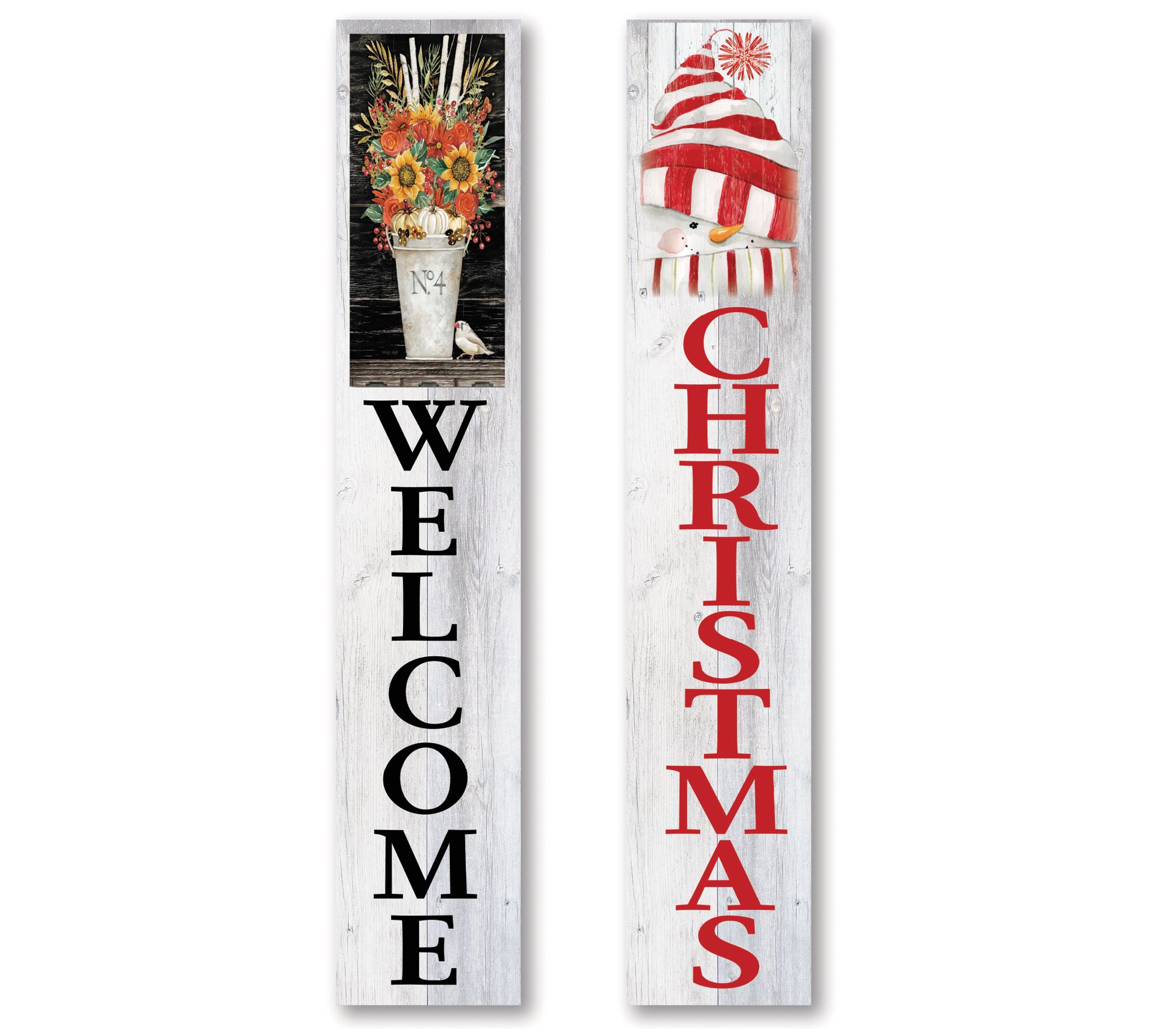 Autumn & Snowman Kisses 9x48 Double-Sided PorchSign