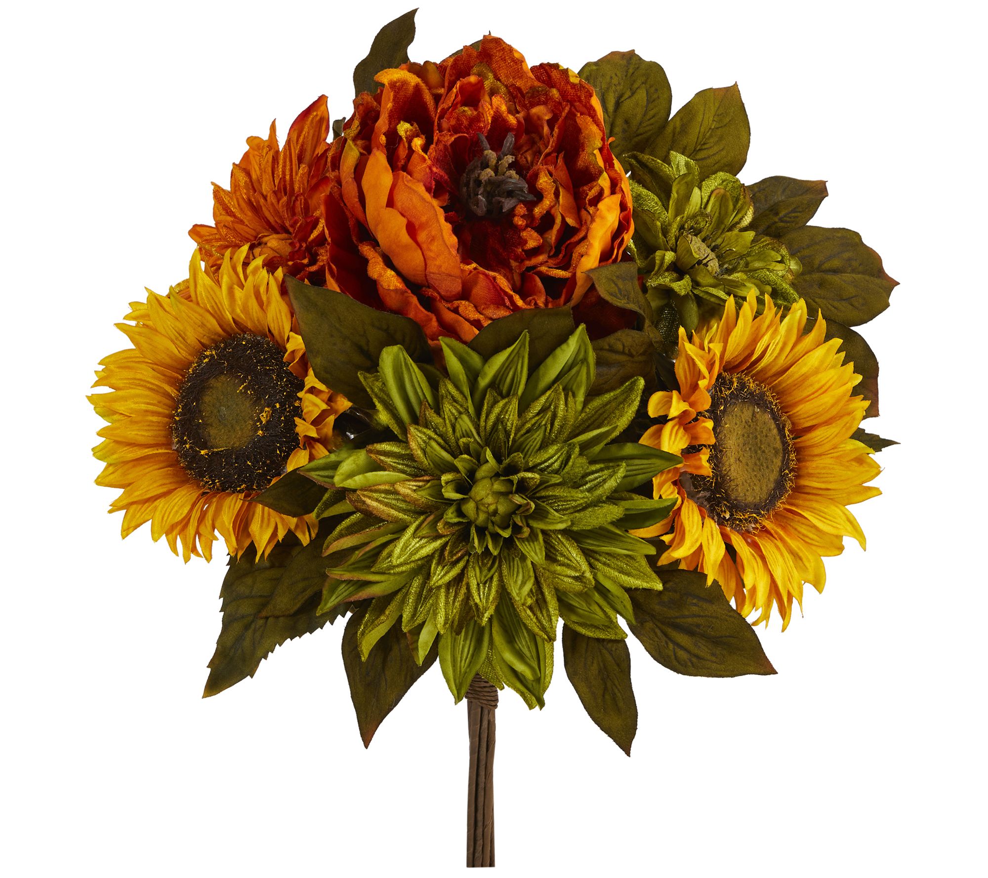 Nearly Natural 16" Peony, Dahlia & Sunflower Bouquet  S/2
