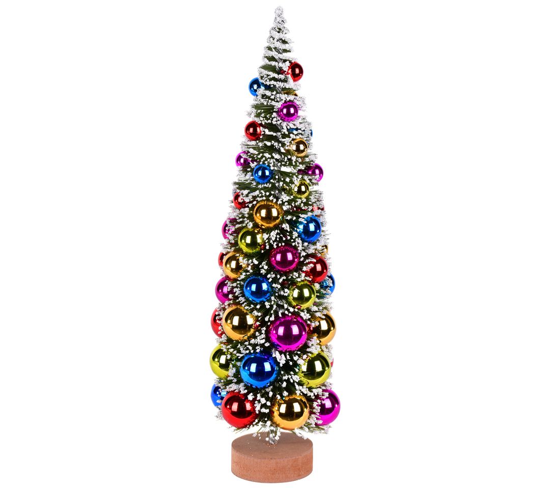 Vickerman 18" Frosted Green Tree with Colorfulrnaments