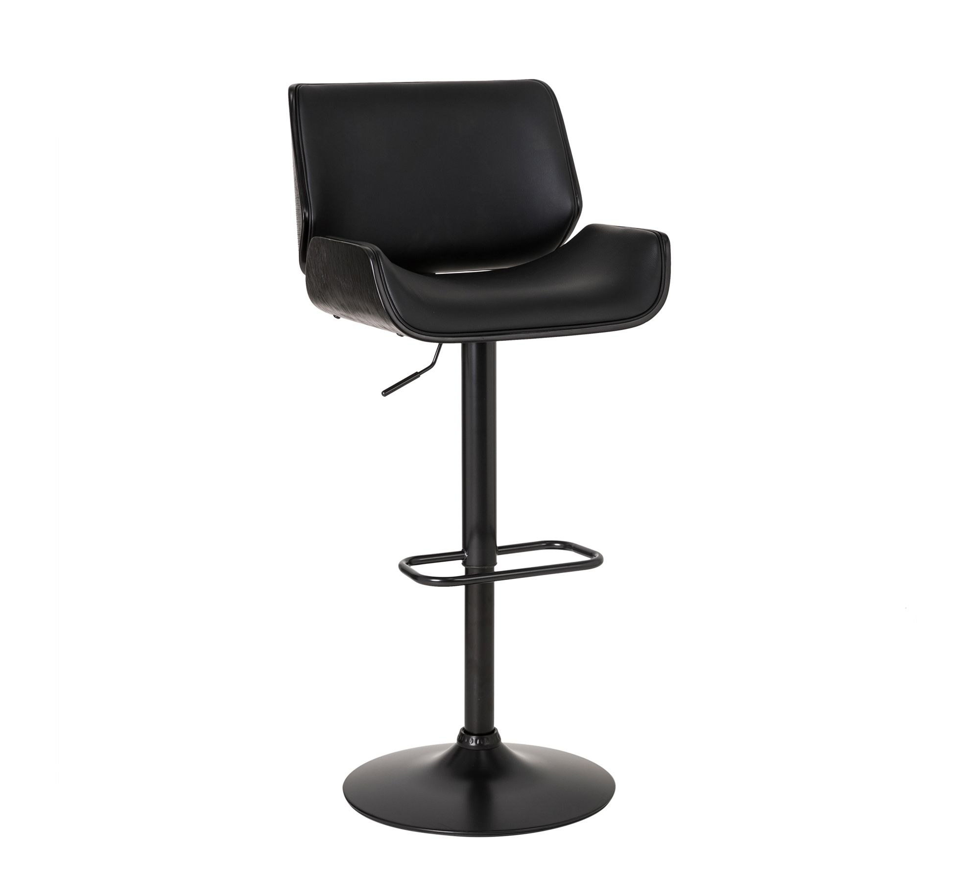 Glitzhome MidCentury Black Adjustable Height Swivel Bar Stool