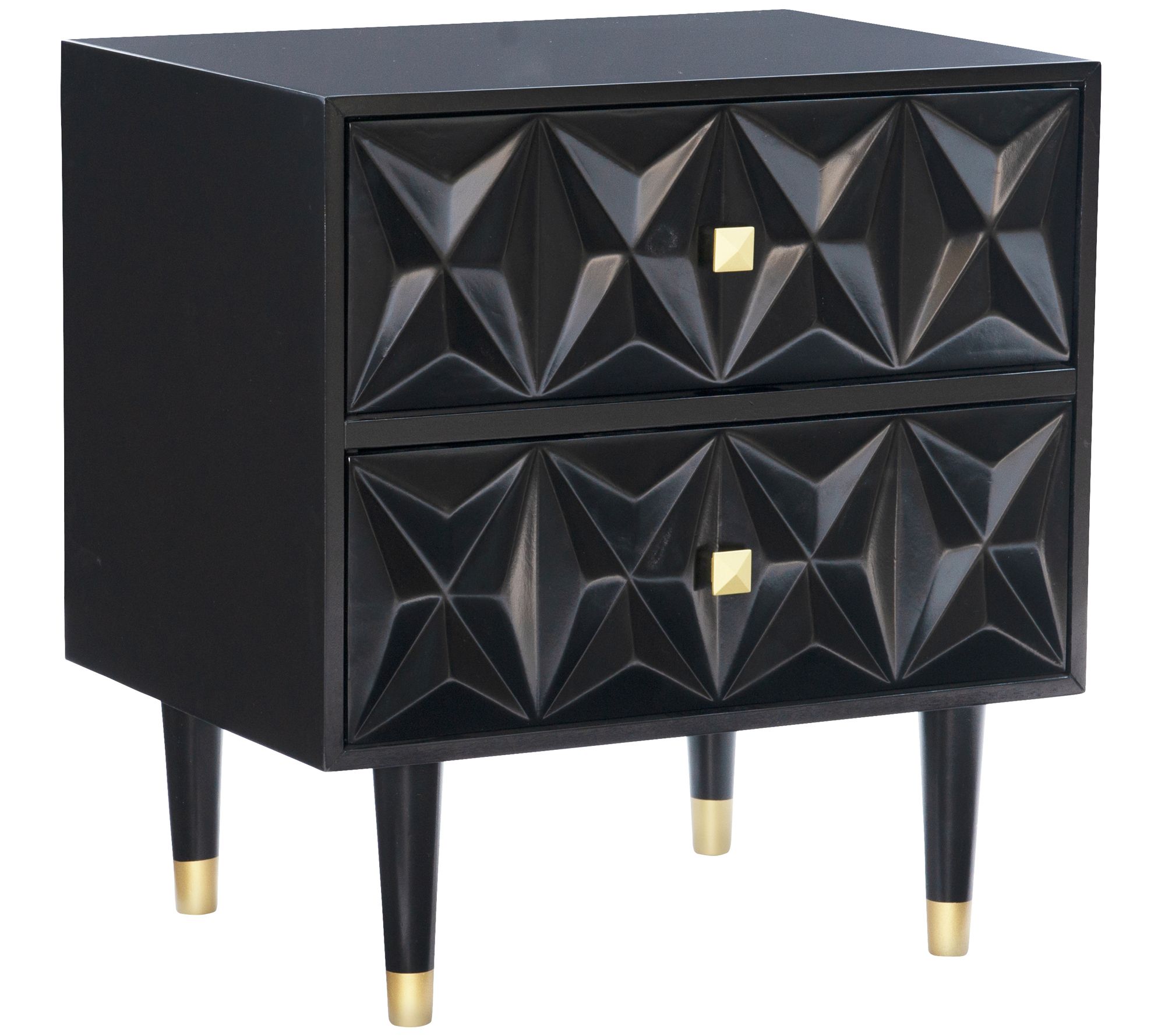 Linon Home Hadley Stylish Two Drawer Geo Textured Nightstand