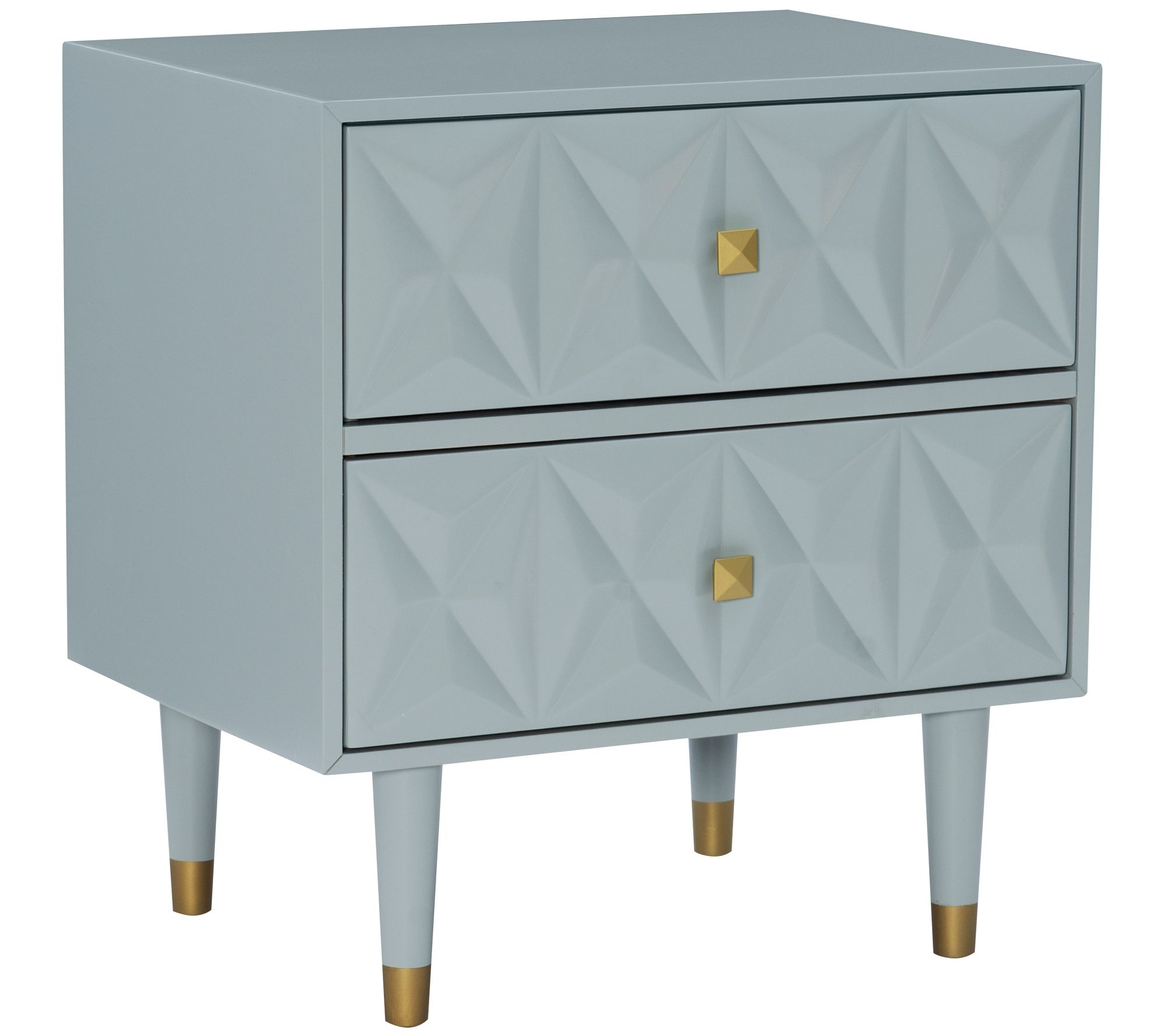 Linon Home Hadley Stylish Two Drawer Geo Textured Nightstand