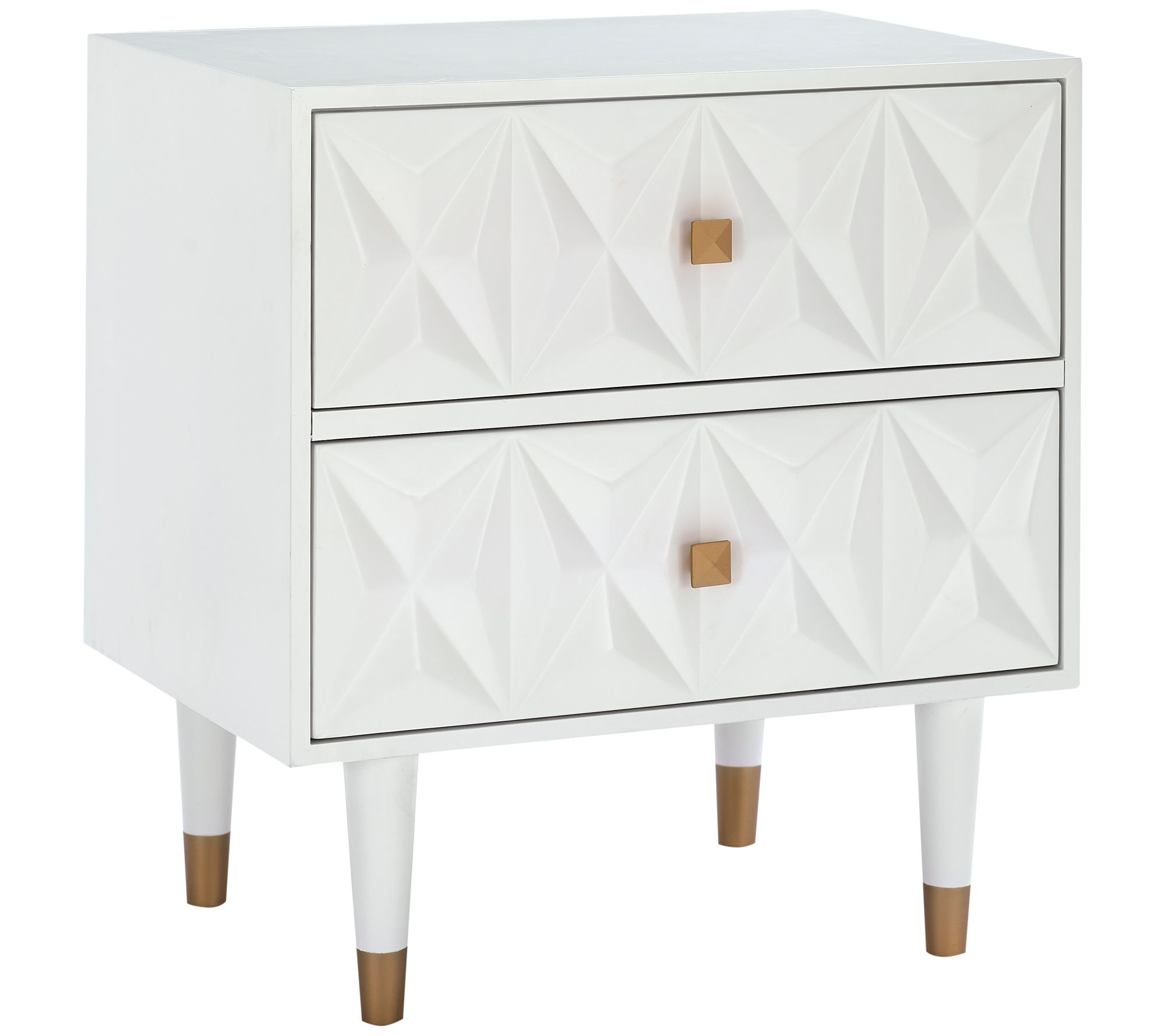 Linon Home Hadley Stylish Two Drawer Geo Textur ed Nightstand
