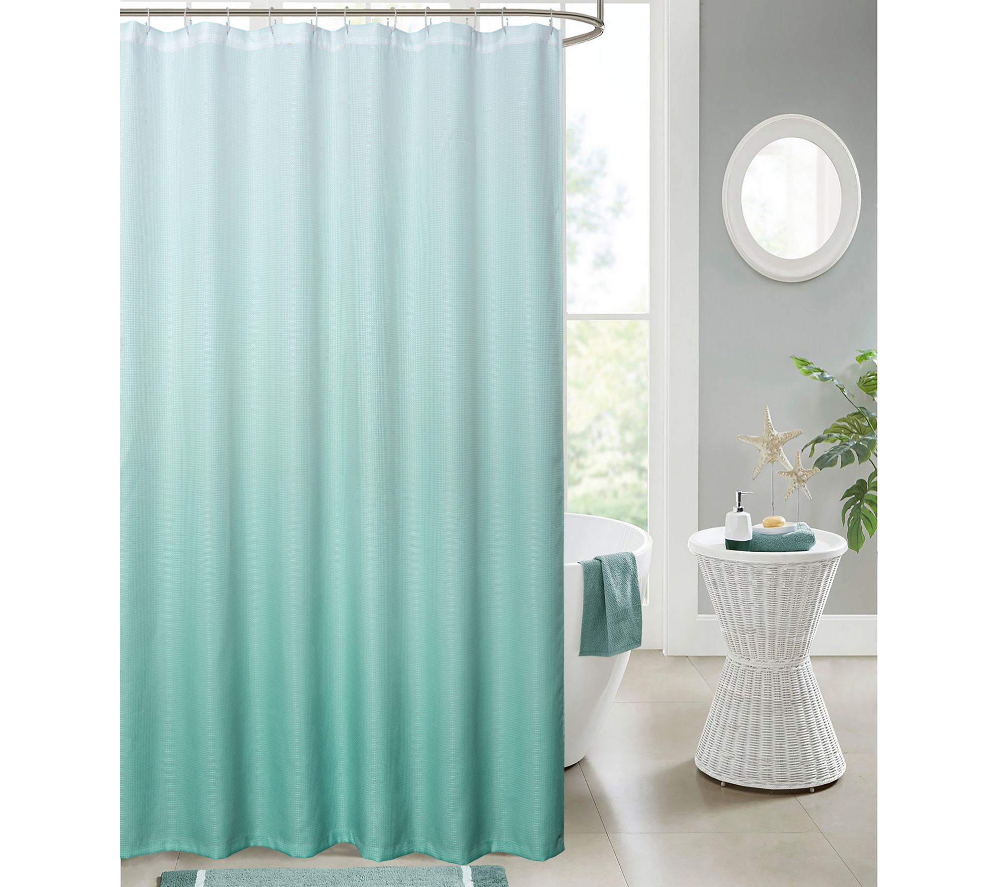 Dainty Home Printed Ombre Waffle Texture ShowerCurtain