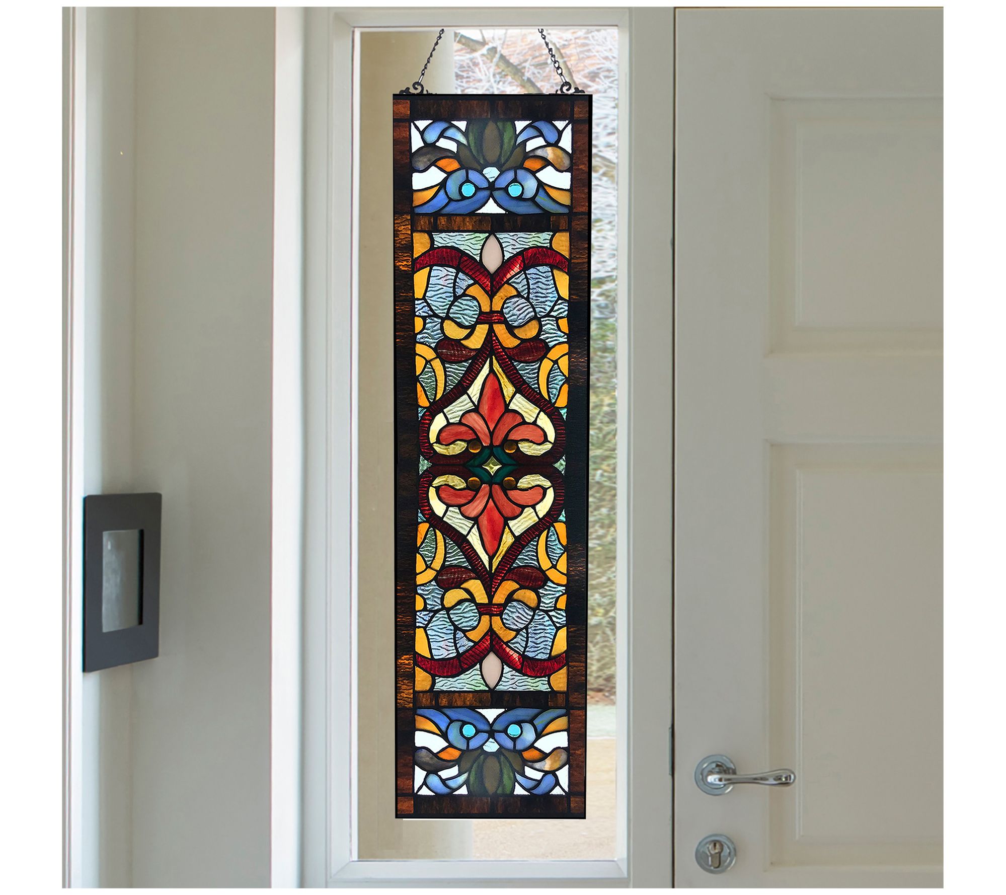 River of Goods 36H Stained Glass Fleur de Lis Window Panel