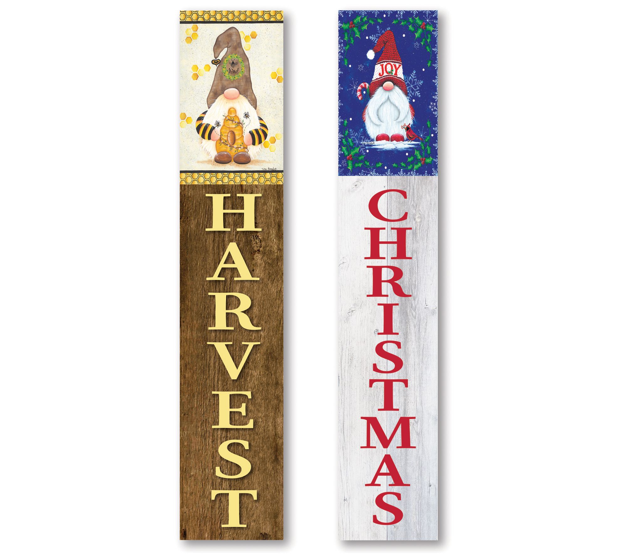 Floral & Gnome Christmas 9" x 48" Double-Sidedorch Sign