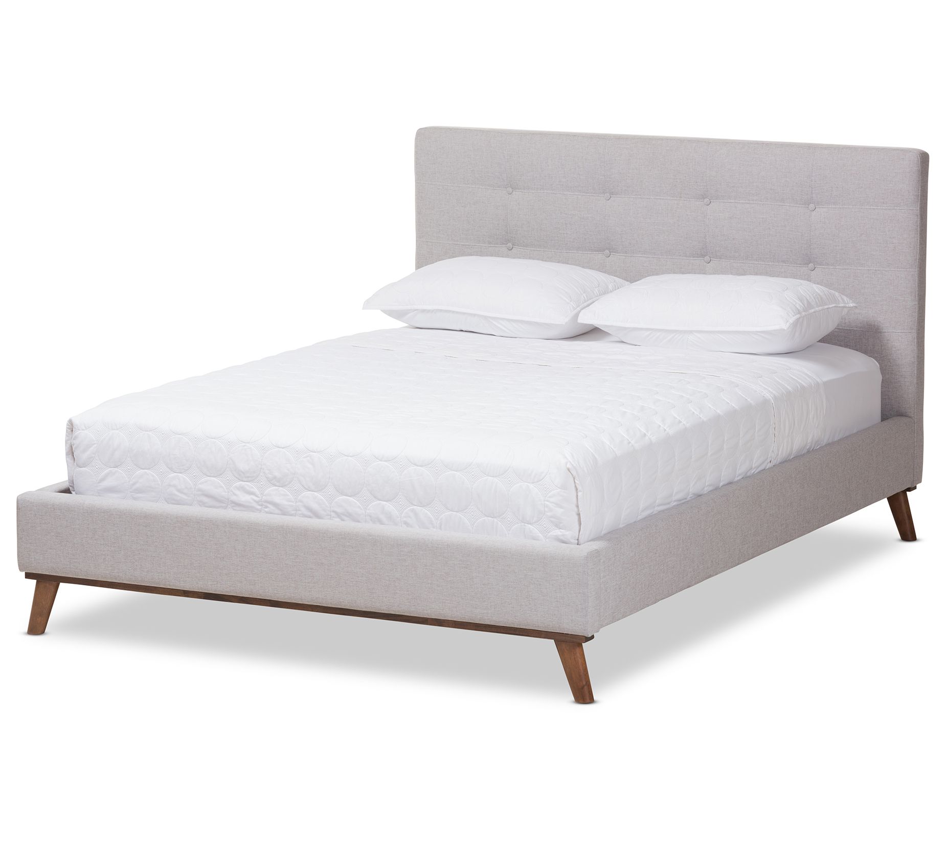 Valencia Mid-Ce ntury Modern Fa bric Queen Size Platform Bed