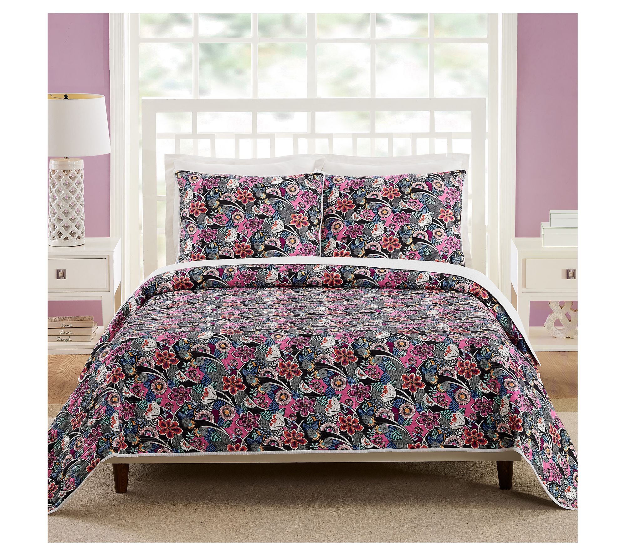 Vera Bradley Lanai Floral 3Piece King Quilt Set