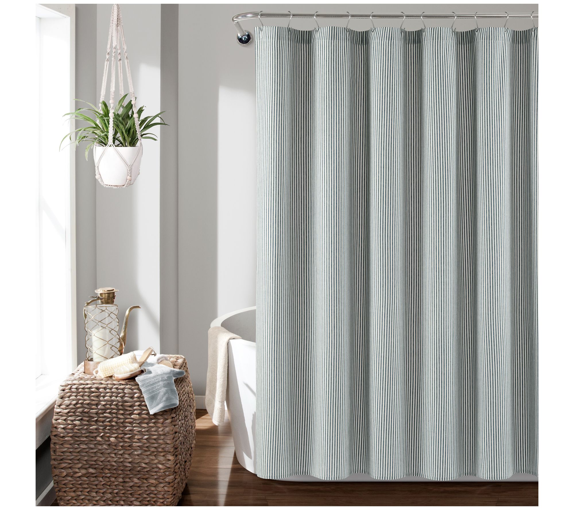 Farmhouse Stripe Yarn Dyed Cotton Shower Curtain by Lush Decor