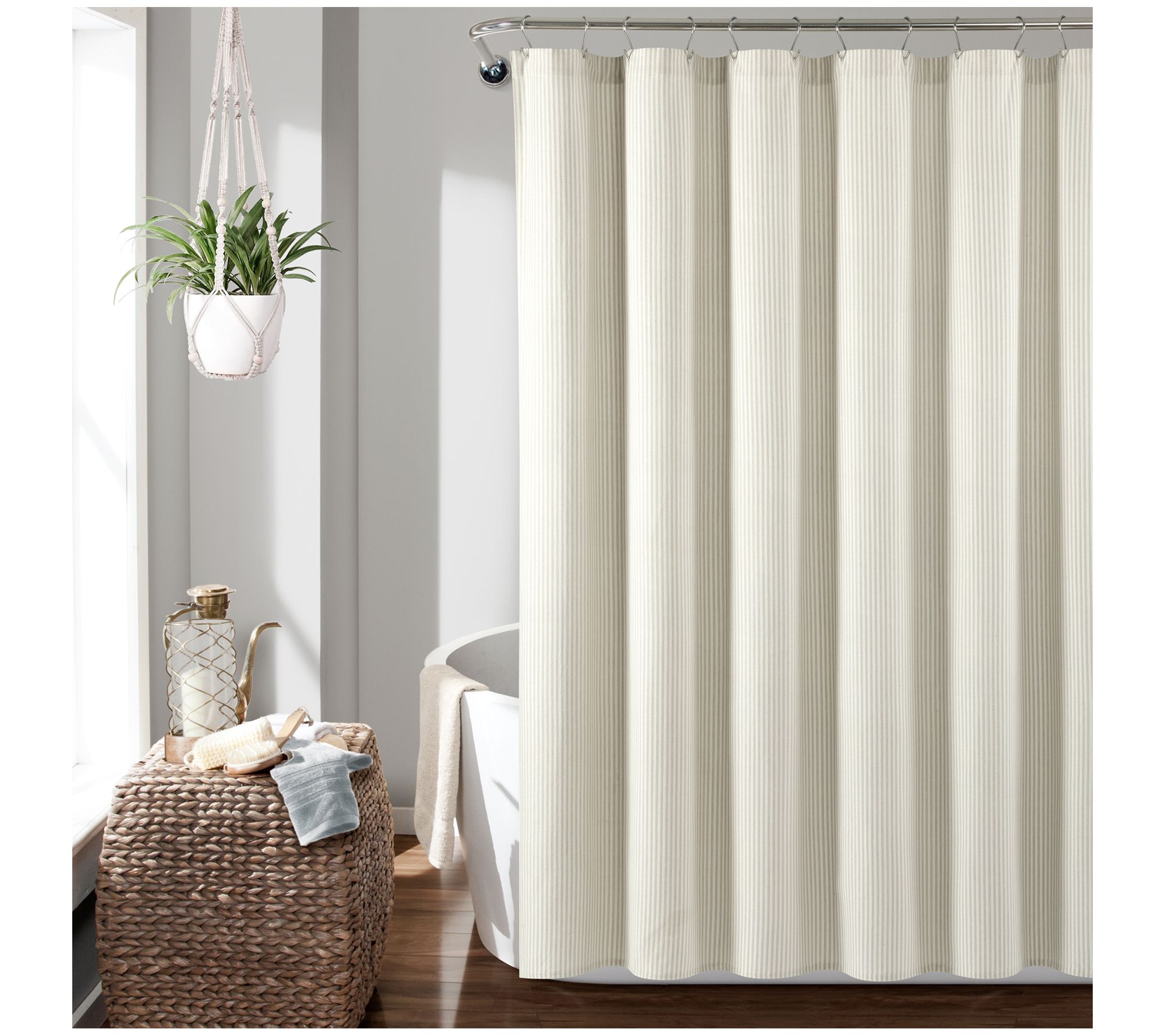Farmhouse Stripe Yarn Dyed Cotton Shower Curtain by Lush Decor