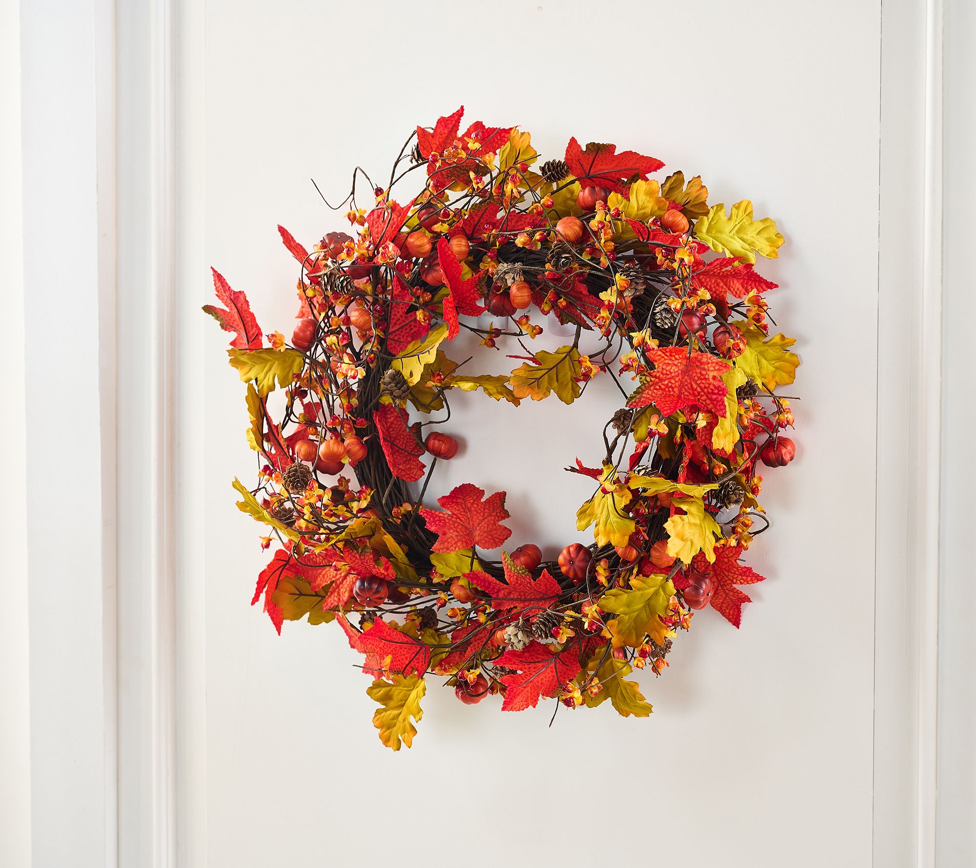 24" Mini Pumpkin, Berry and Leaf Wreath by Valerie