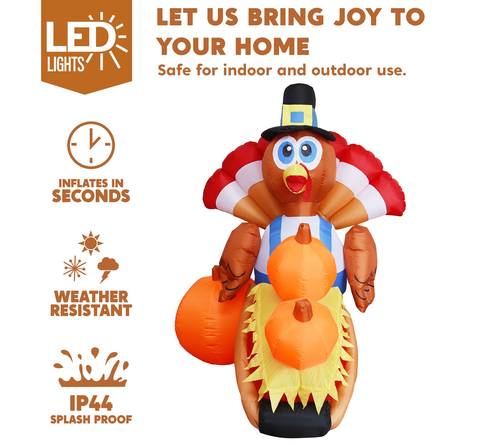 Joiedomi 6' Turkey Carrying Pumpkins Inflatable Decoration - QVC.com